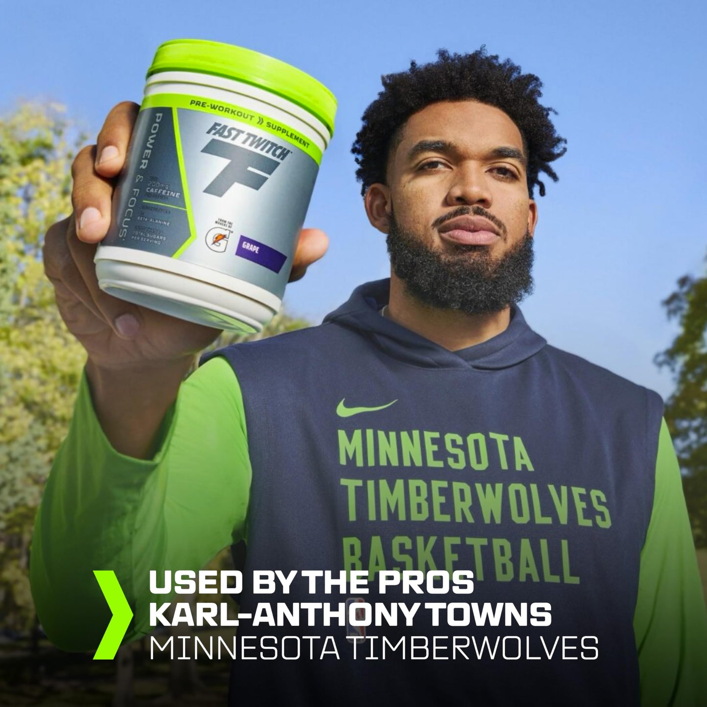 Fast Twitch from the makers of Gatorade,Caffeinated Pre-workout Supplement Mix,Grape,1.01lb (Pack of 1),3.5g L-Citrulline,3g Betaine,2g Carnosine beta-alanine,Vitamin B6,B12 and 200mg caffeine
