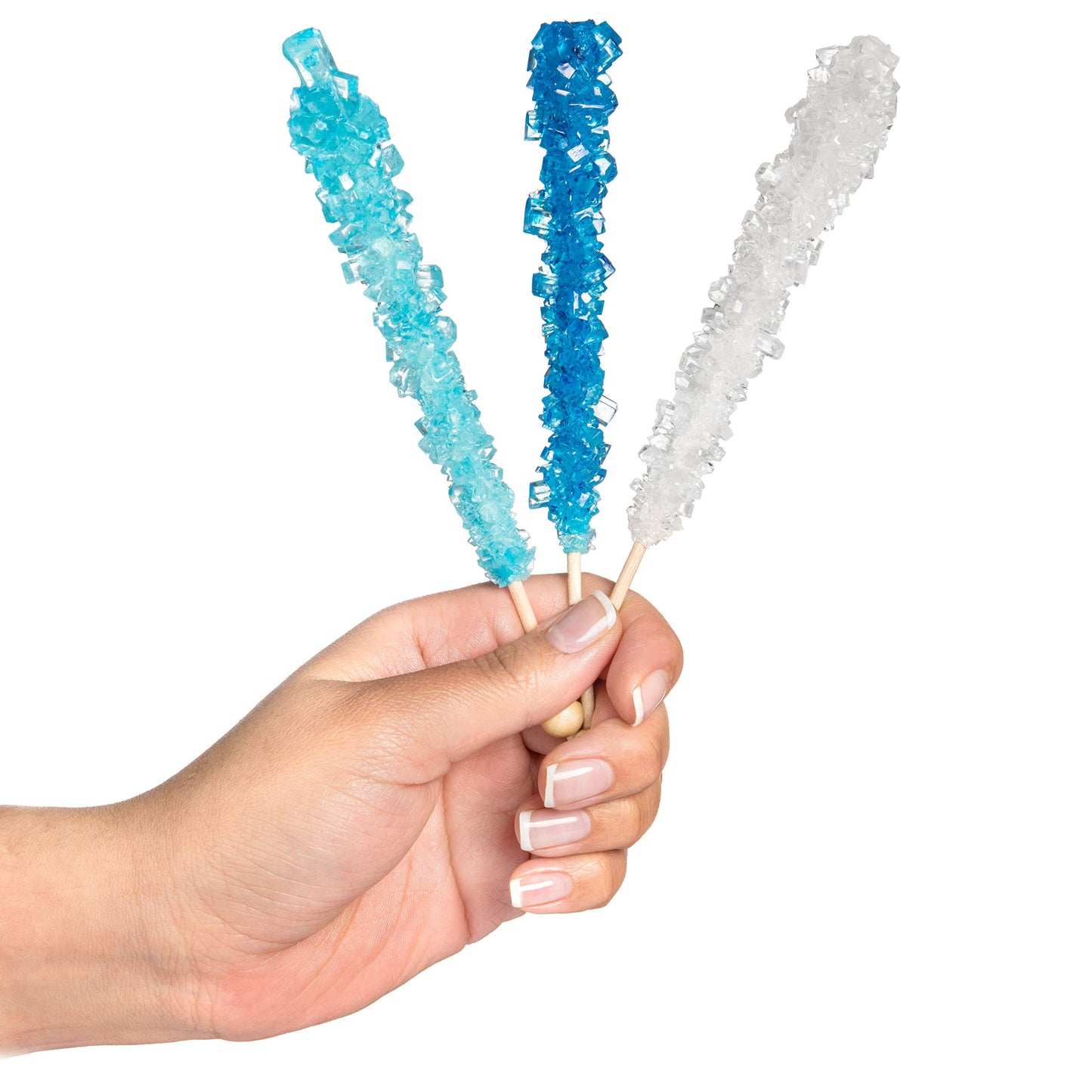 Frozen Ice Rock Candy Sticks  18 Individually Wrapped Rock Candy on a Stick 3 Wands