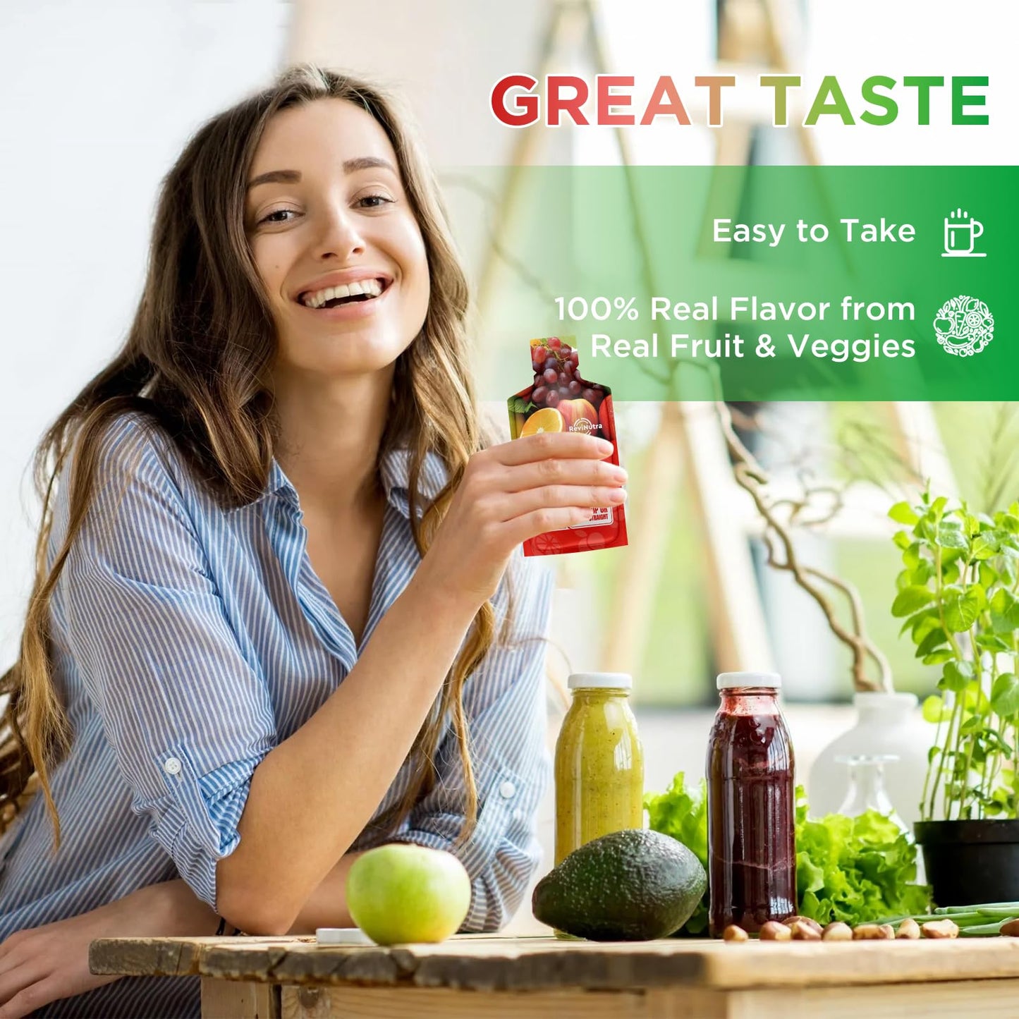 Fruit and Veggies Supplement - 16 Pouches Superfoods & Super Greens for Adults & Kids - Liquid Fruits and Vegetables with Vitamins & Minerals - Support Energy, Detox, Immunity, Digestion & Metabolism