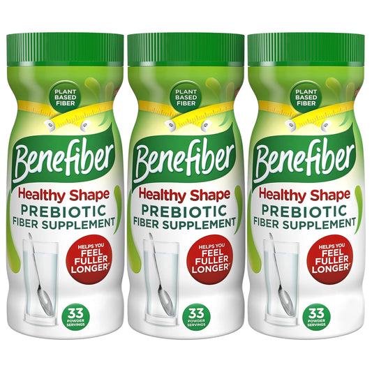 Benefiber Healthy Shape Prebiotic Fiber Supplement Powder for Digestive Health, Daily Fiber Powder - 33 Servings (8.7 Ounces) Pack of 3