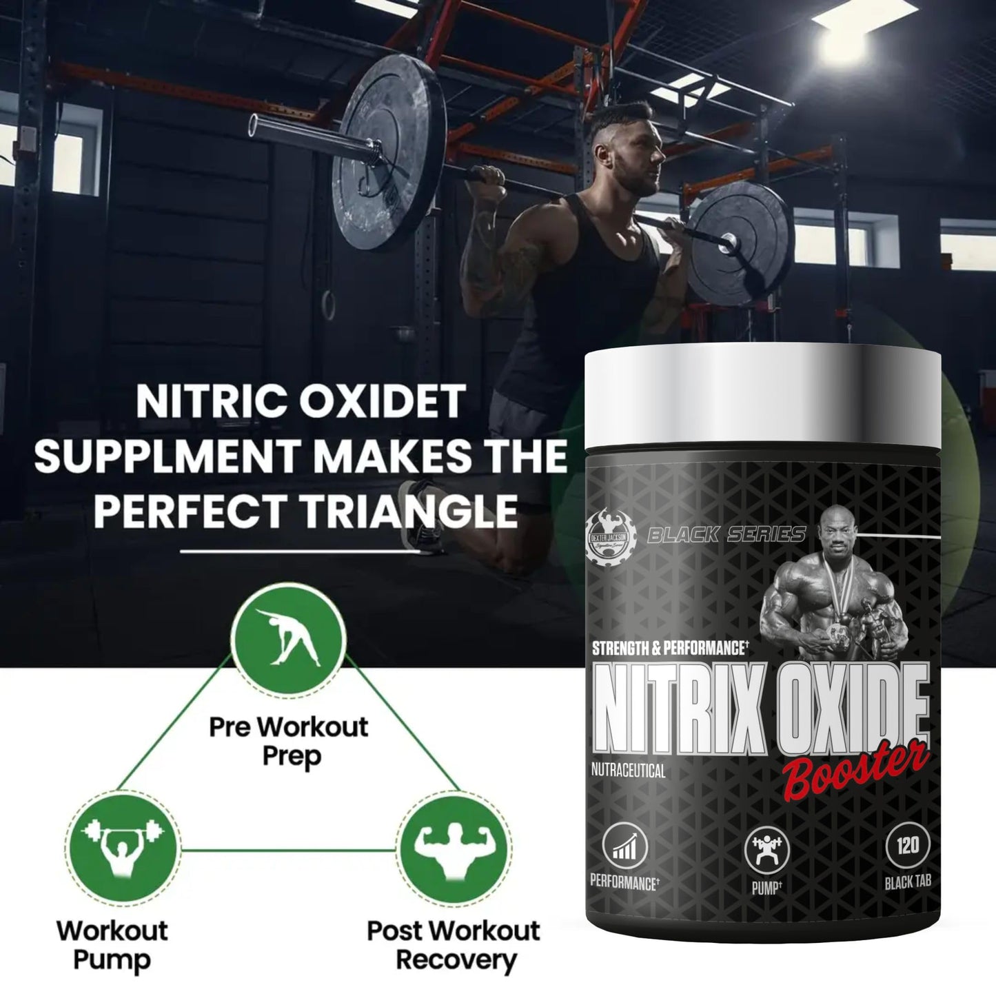 DEXTER JACKSON Black Series Nitrix Oxide Booster | Burns Excess Stored Fats, Boosts Body Metaolism | 60 Tablets, 30 Servings