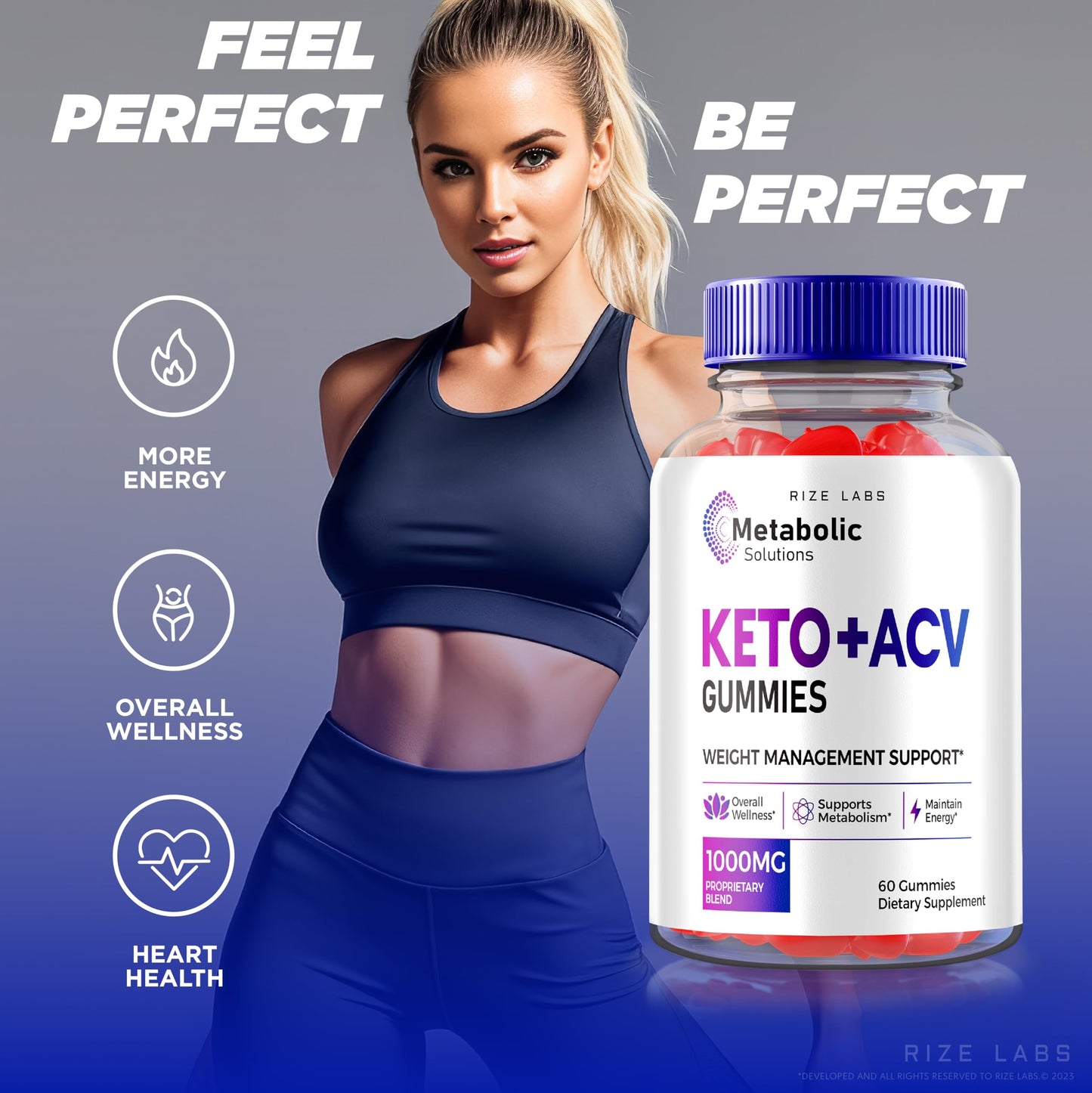 rize labs (Pack of 2 Metabolic Solutions Keto + ACV Gummies for Advanced Weight Loss, Formula Supplement, Reviews (120 Gummies)