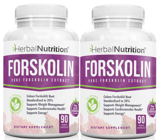 Forskolin for Weight Loss, 250mg-500mg Max Strength Forskolin Two Pack 90 Count Bottles, 20% Extract of Pure Forskolin, Ideal Diet and Athletes Formula!