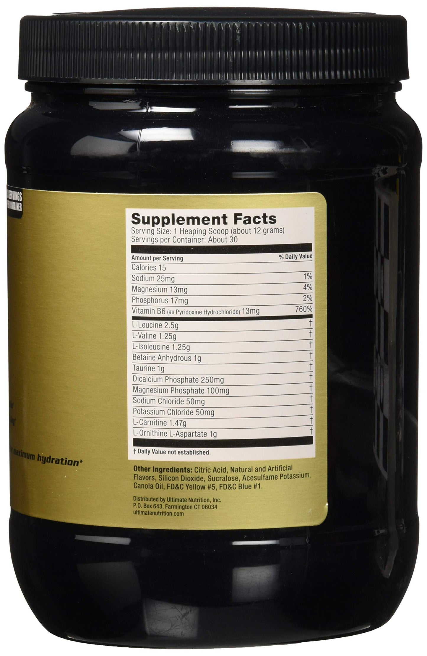 Ultimate Nutrition Intra Gold Workout Energy Supplement - Blend of Electrolytes with Carnitine, Ornithine, and Aspartate, 30 Servings, Sour Apple