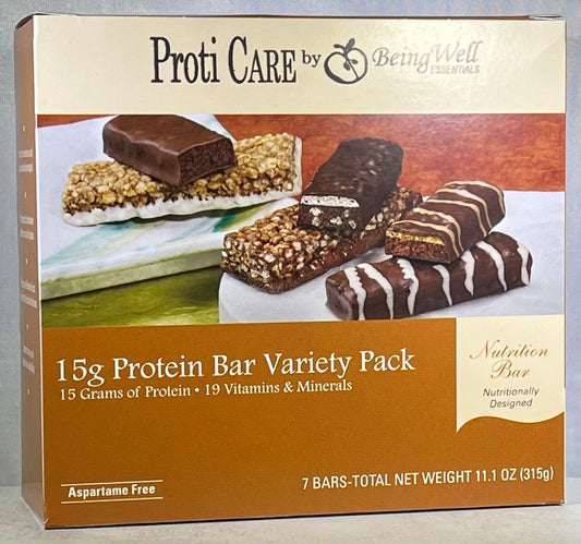 Proti Care High Protein Snack and Meal Replacement Diet Bars - 15g Protein Variety Pack - 7 count - Aspartame Free, Kosher, High Fiber (THREE BOXES - 21 SERVINGS)