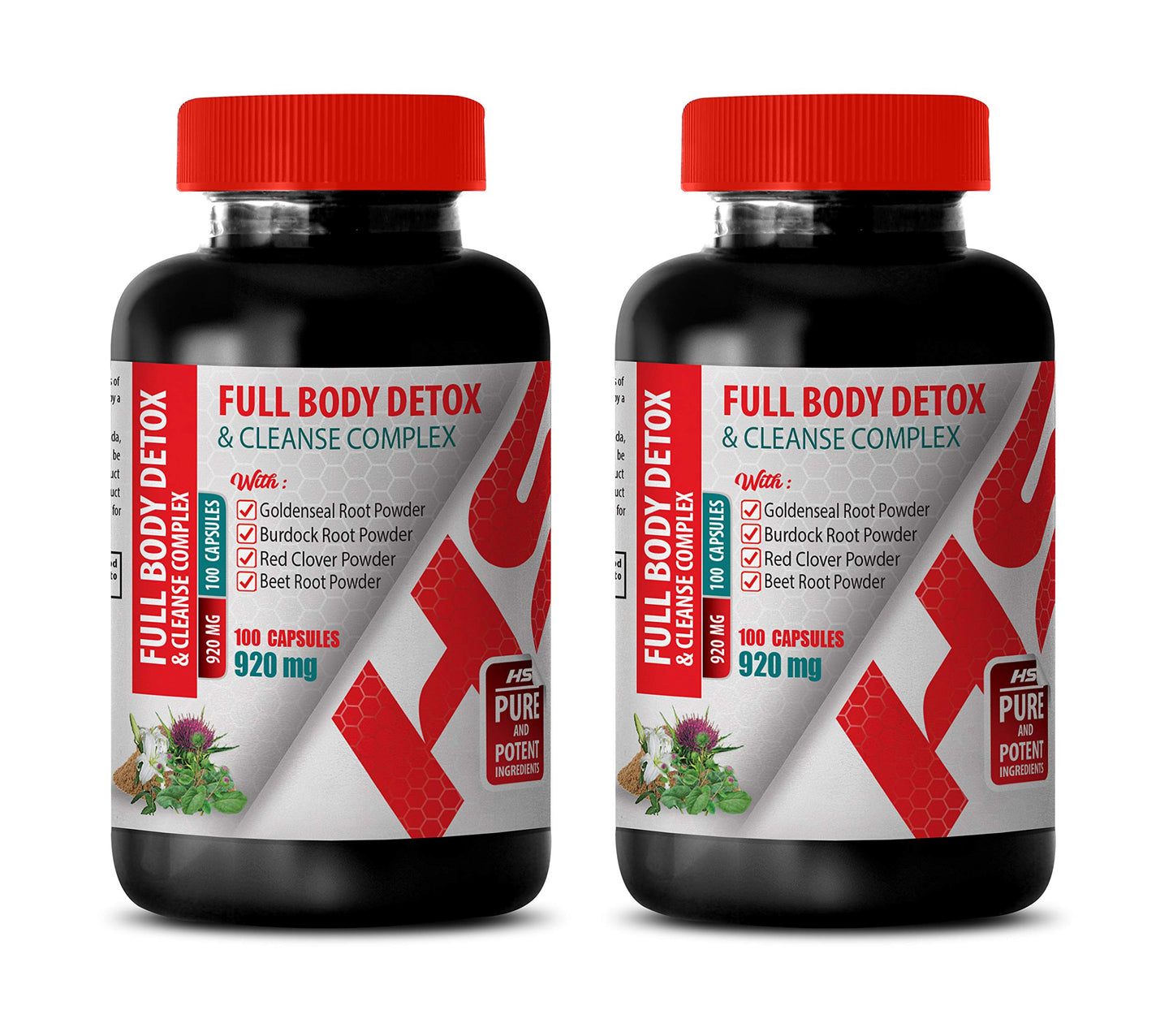 Natural Detox Cleanse for Men - Full Body Detox and Cleanse Complex 920 MG - goldenseal Root Supplements - 2 Bottles 200 Capsules