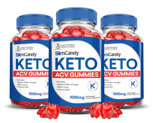 (3 Pack) Slim Candy Keto ACV Gummies Advanced Formula 1000MG SlimCandy Keto Gummies Apple Cider Vinegar Formulated with Pomegranate Beet Juice Powder B12 Vegan Non GMO 180 Gummys