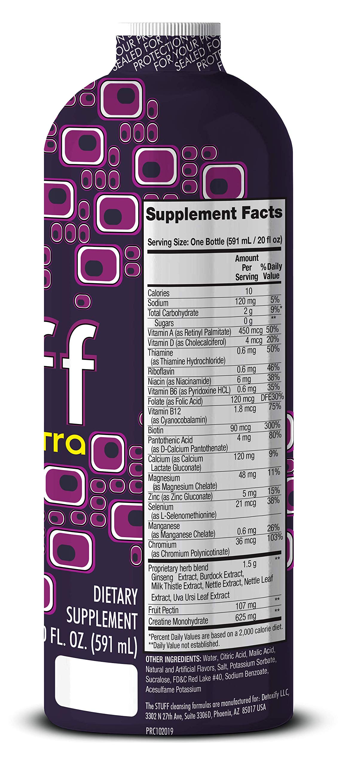 Detoxify - The Stuff Extra - Grape Flavor - 20 oz - Professionally Formulated Intense Herbal Cleanse - Enhances Your Body’s Natural Cleansing Processes - Plus Sticker