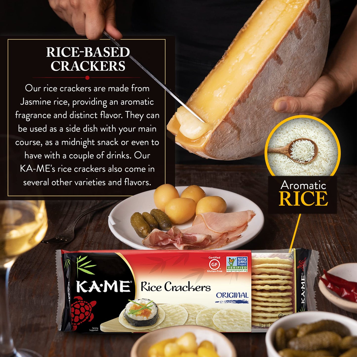 KAME Gluten Free Rice Crackers Original 35 Ounce Pack of 12 42 Ounce