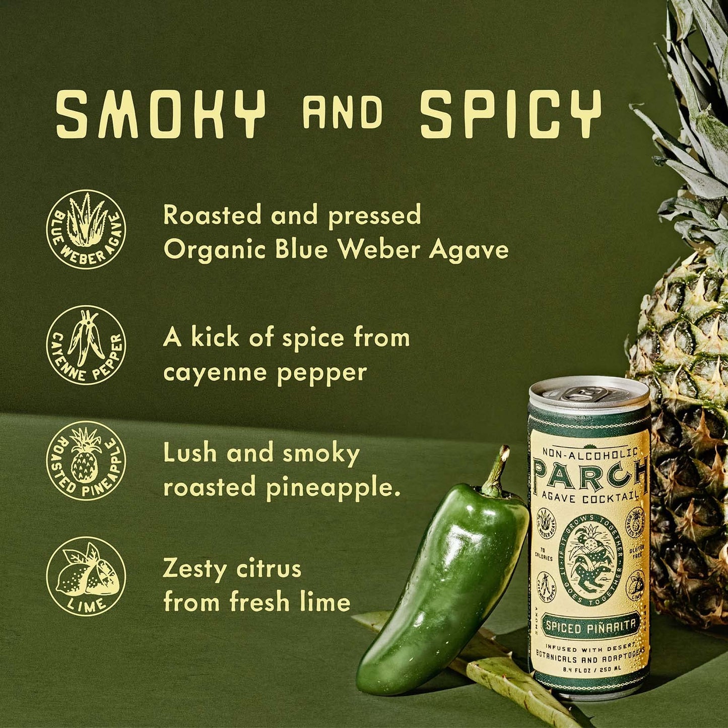 PARCH Spiced Pinarita  Prickly Paloma Variety Pack Ready to Drink Non Alcoholic Agave Cocktail Infused with Desert Botanicals  Adaptogens Plant Based Gluten Free  Vegan 84 oz x 8 pack