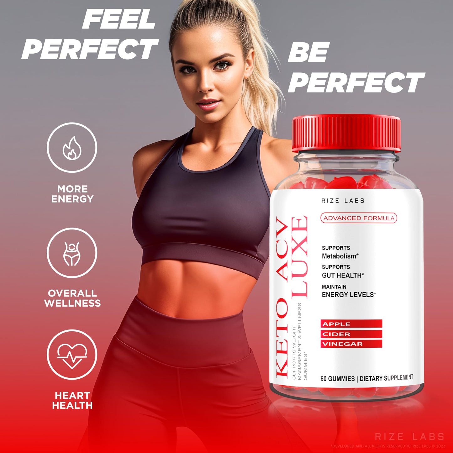 rize labs Keto ACV Luxe Gummies Men Women Max Strength, Advanced Weight Loss, Gomitas Organico Supplement (60 Gummies)