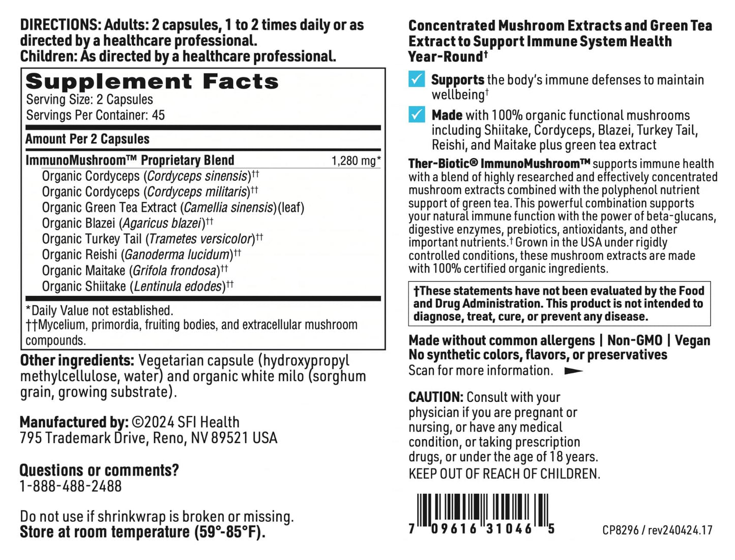 Klaire Labs Immunomax - Mushroom Immune Support Formula with Cordyceps, Turkey Tail, Reishi & Green Tea Extract (90 Capsules)
