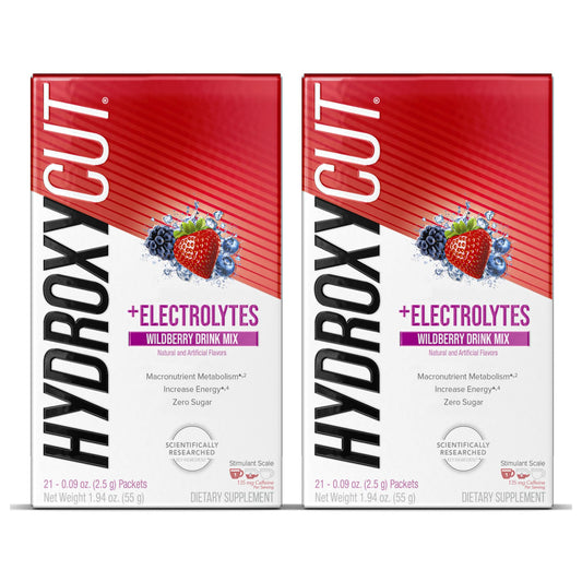 Hydroxycut Drink Mix, Wildberry Blast - 21 Travel-Size Packets, Pack of 2 - Zero Calories, Zero Sugar - Boost Metabolism, Burn Calories, Increase Energy - for Women & Men