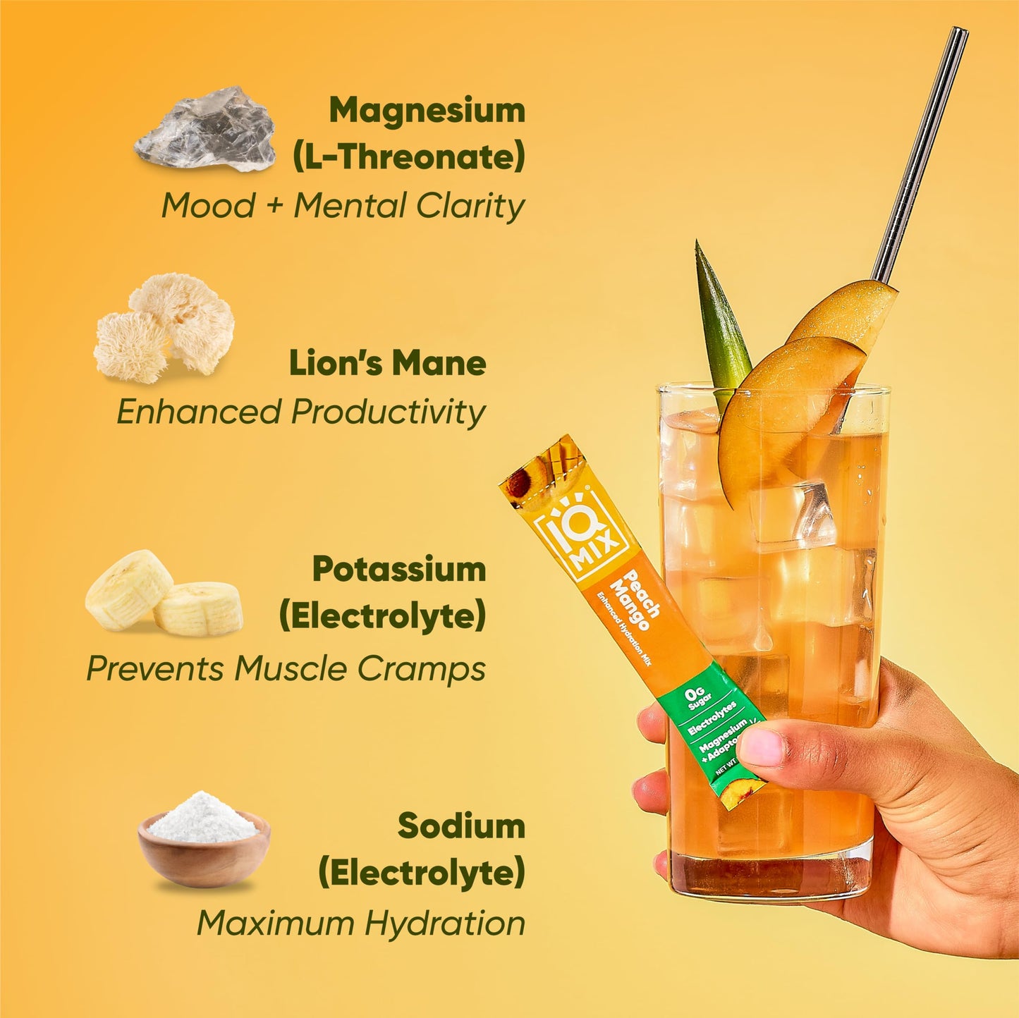 IQMIX Hydration Electrolytes Powder - Sugar-Free Drink Mix Packets - Rehydration and Recovery - Keto-Friendly with Magnesium L-Threonate, Lion's Mane, Potassium Citrate - Sampler Pack (8 Count)