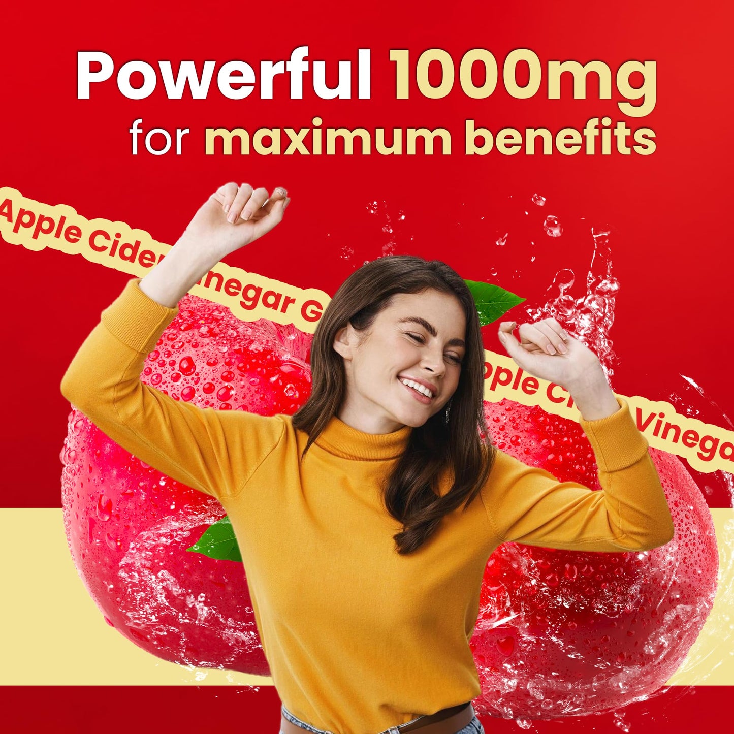 FNDMNTL Apple Cider Vinegar Gummies | Maitake, Shitake, Vitamin B12 | 1000 mg | 60 Count | Gelatin-Free, Gluten-Free, Vegan & Non-GMO