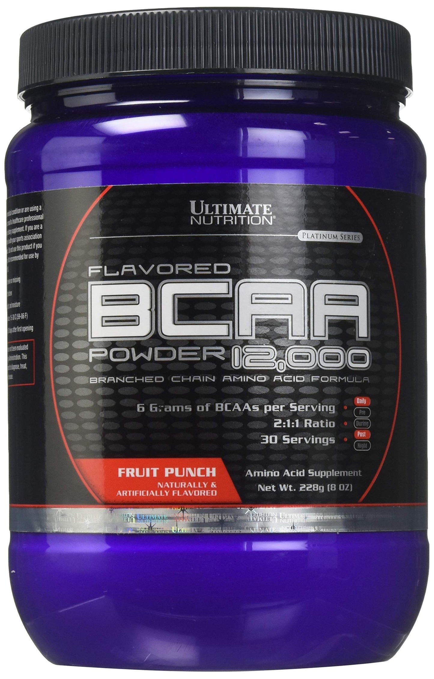 Ultimate Nutrition Flavored BCAA Powder 12,000, Post Workout Recovery Drink, 3g Leucine 1.5g Valine 1.5g Isoleucine, Branch Chain Amino Acids Supplements for Muscle Recovery, 30 Servings, Fruit Punch