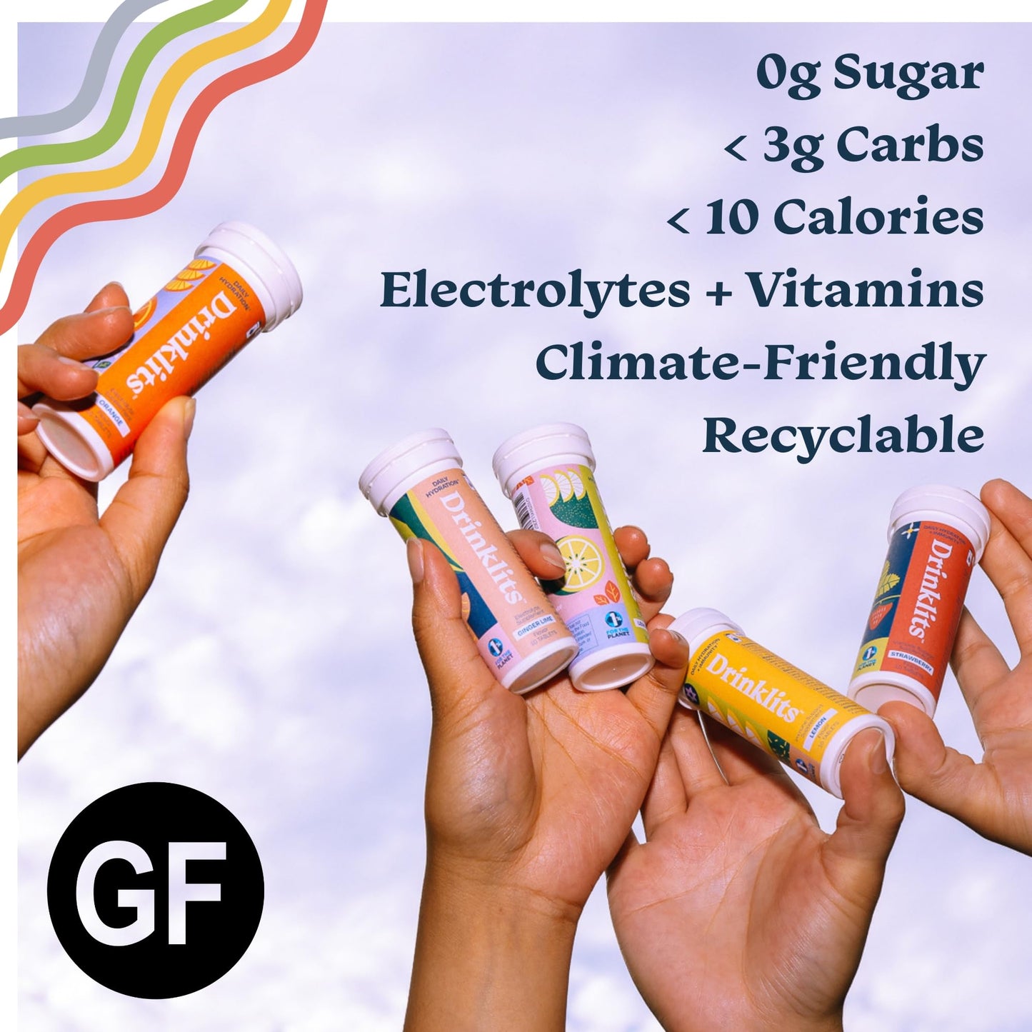Drinklits Ginger-Lime Hydration & Lemon Immune Support (2) Tube Combo Pack | Great Taste - Daily Electrolytes - Essential Vitamins | 20 Servings (10 Tablets Per Tube)