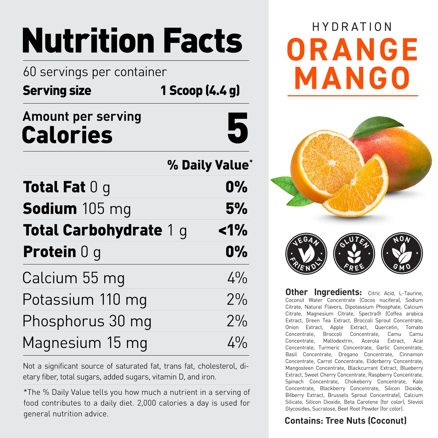 Kaged Electrolyte Hydration Powder Hydracharge Orange Mango Sports Drink for Men and Women Pre, Post, Intra Workout Supplement 60 Servings