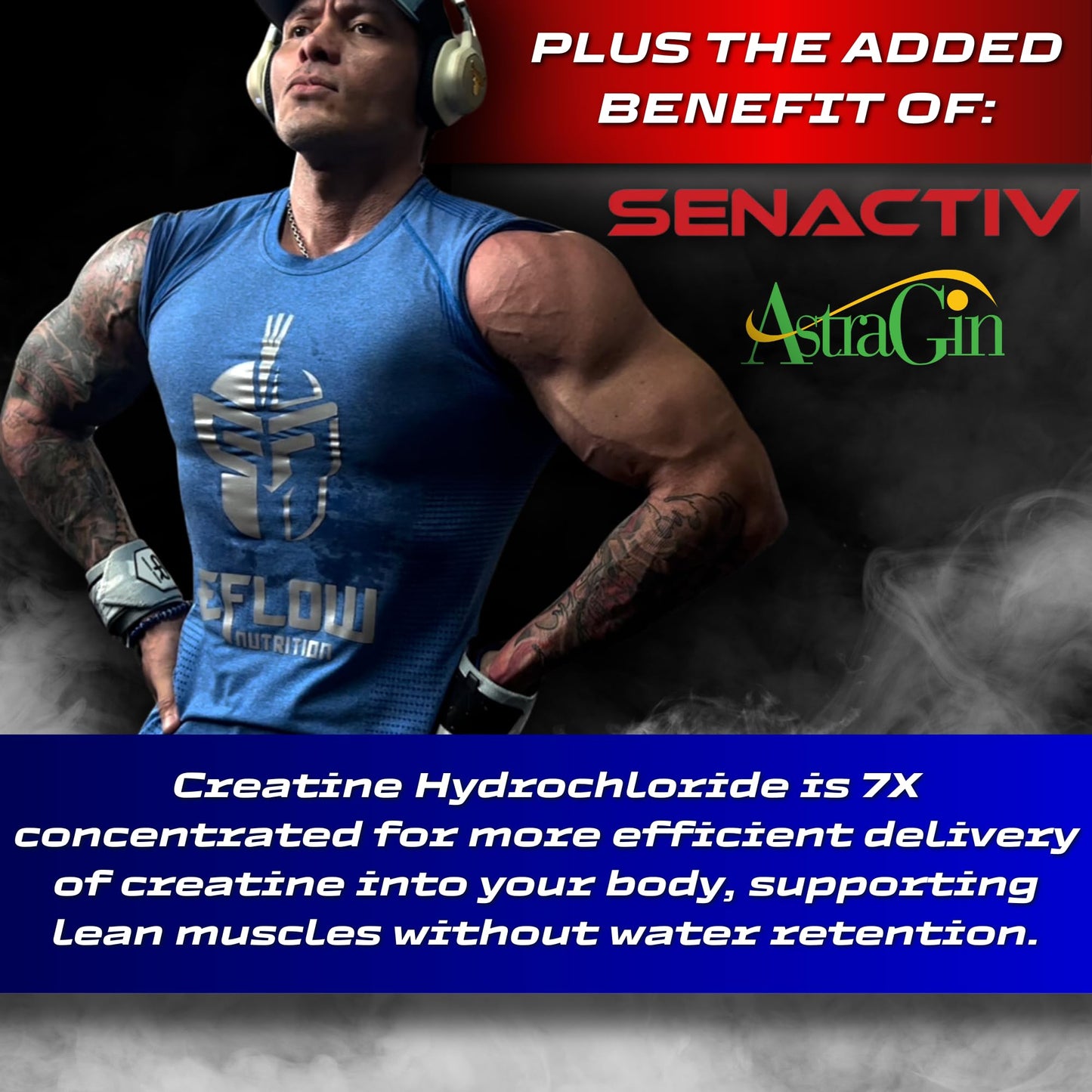 eFlow Creatine Capsules, HCL Creatine Pills - Creatine Supplement for Men & Women, Muscle Builder, Endurance, Strength, with AstraGin and Senactiv (1500mg, 90 Capsules)