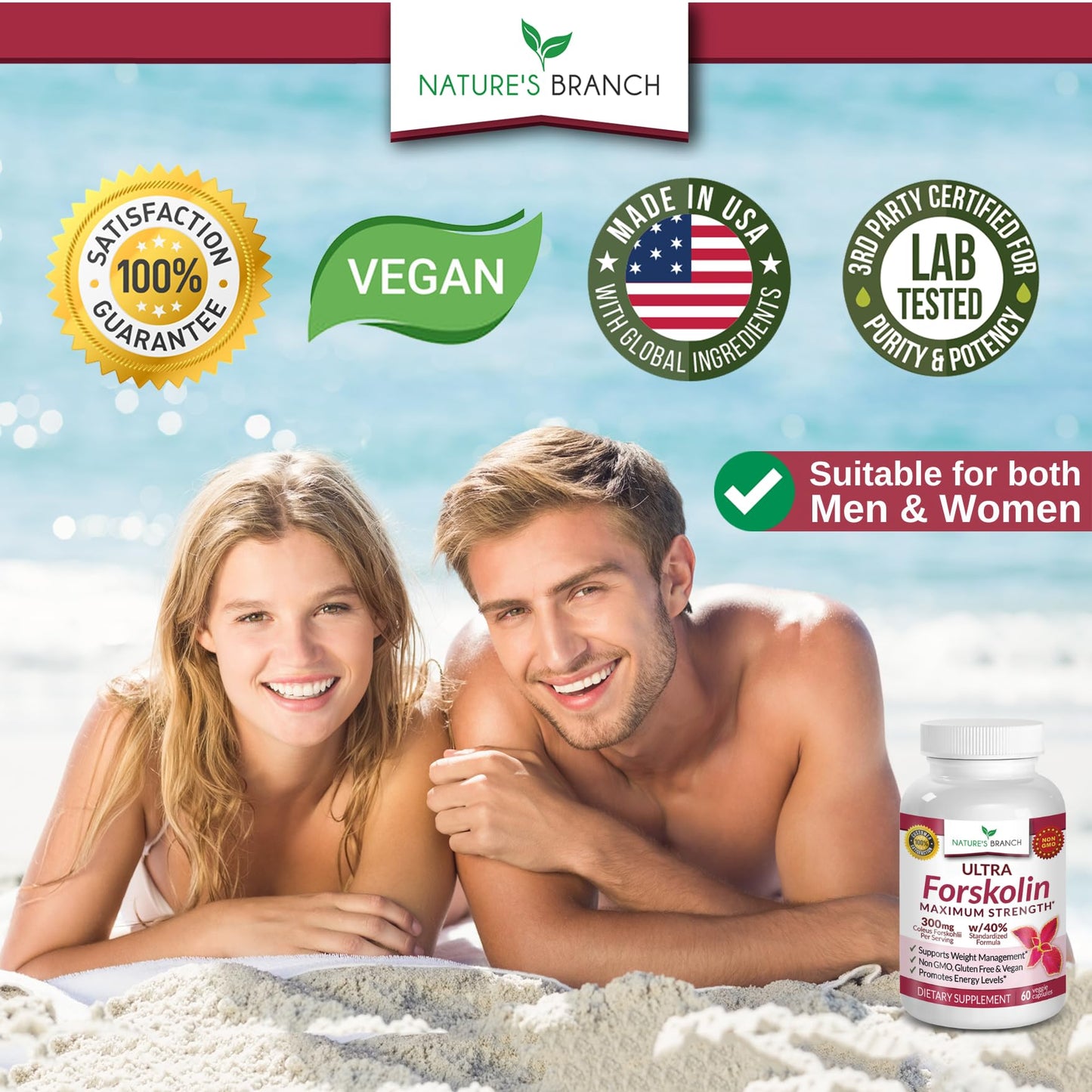 Ultra Pure Forskolin for Weight Management Maximum Strength | Coleus Forskohlii Root Extract Powder, 40% Standardized Lean Supplement for Men & Women | Premium Extreme Boost Complex - 60 Capsules