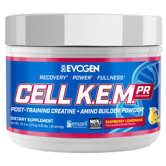 Evogen Cell K.E.M. PR - Post Workout Recovery Powder & Muscle Builder | Creatine Monohydrate, BCAA Powder, EAAs | Supports Recovery, Strength & Fullness | Raspberry Lemonade | 30 Servings