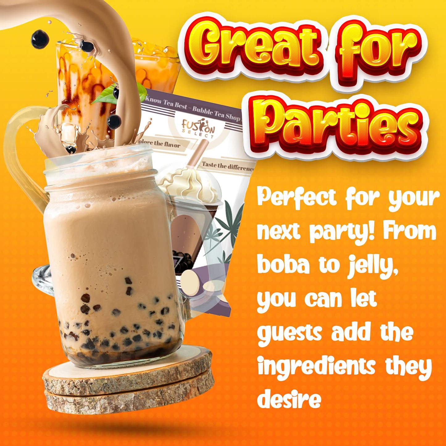 Fusion Select 4 Variety Flavors Taro Mango Strawberry Milk Tea 3in1 Drink Powder Instant PreMixed Powder for Hot or Cold Blends Yummy Frappes