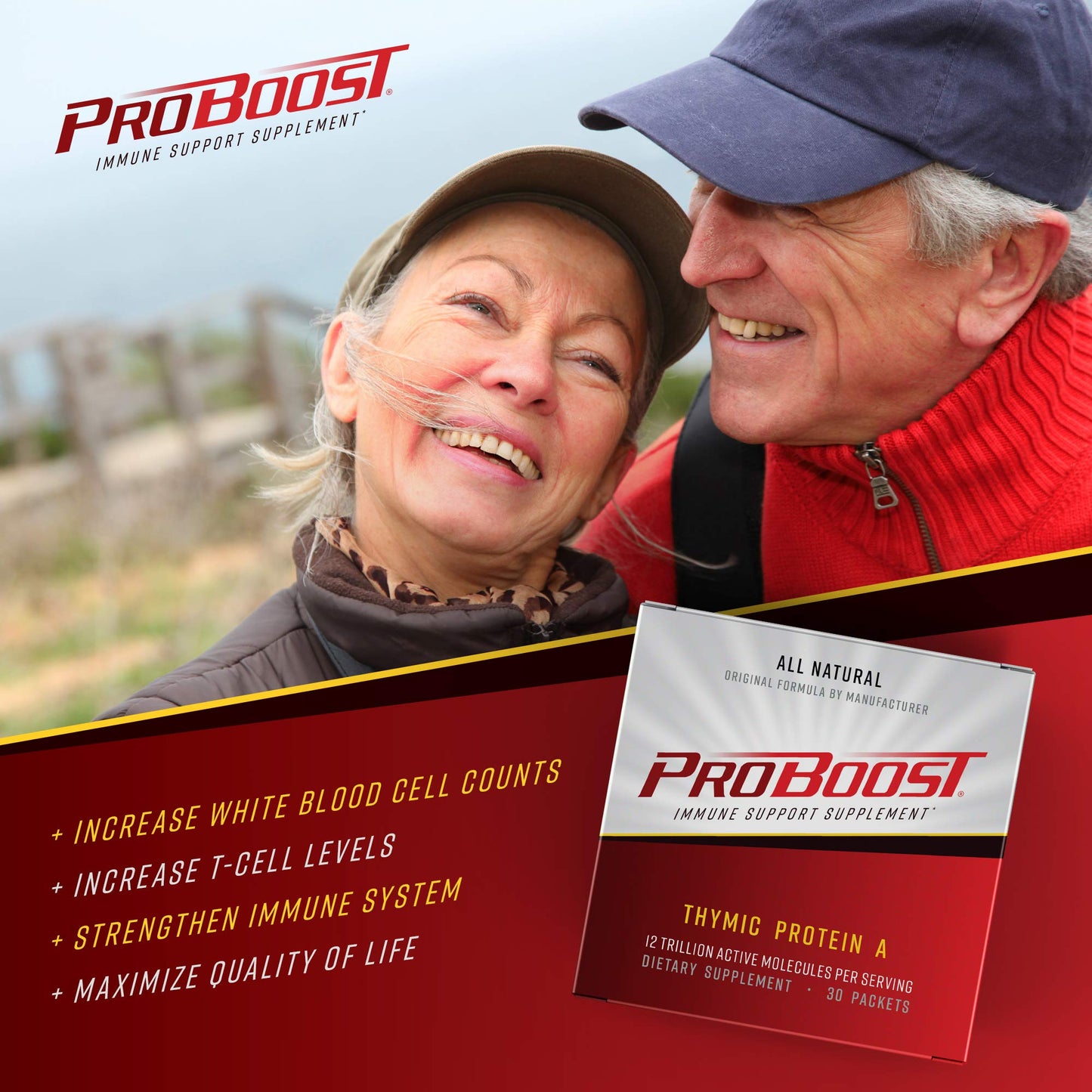 ProBoost Thymic Protein A Powder Packets (4 McG TPA) - Immune System Support Supplement - All Natural, Non-GMO Formula - 30 Packets
