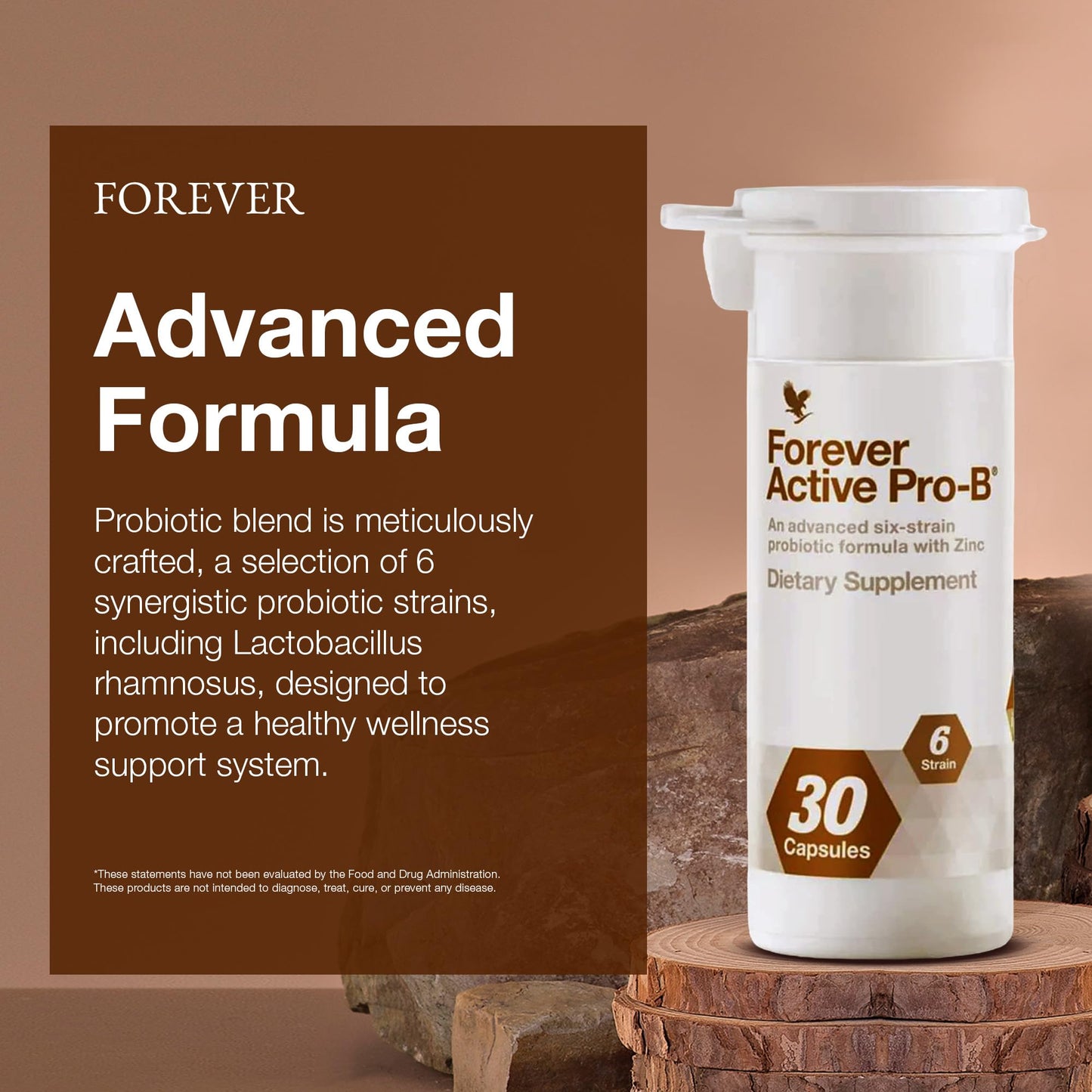 Forever Living - Active Pro-B - Advanced Probiotic with 8 Billion CFU and 6 Synergistic Strains - Soy and Gluten-Free - 30 Capsules