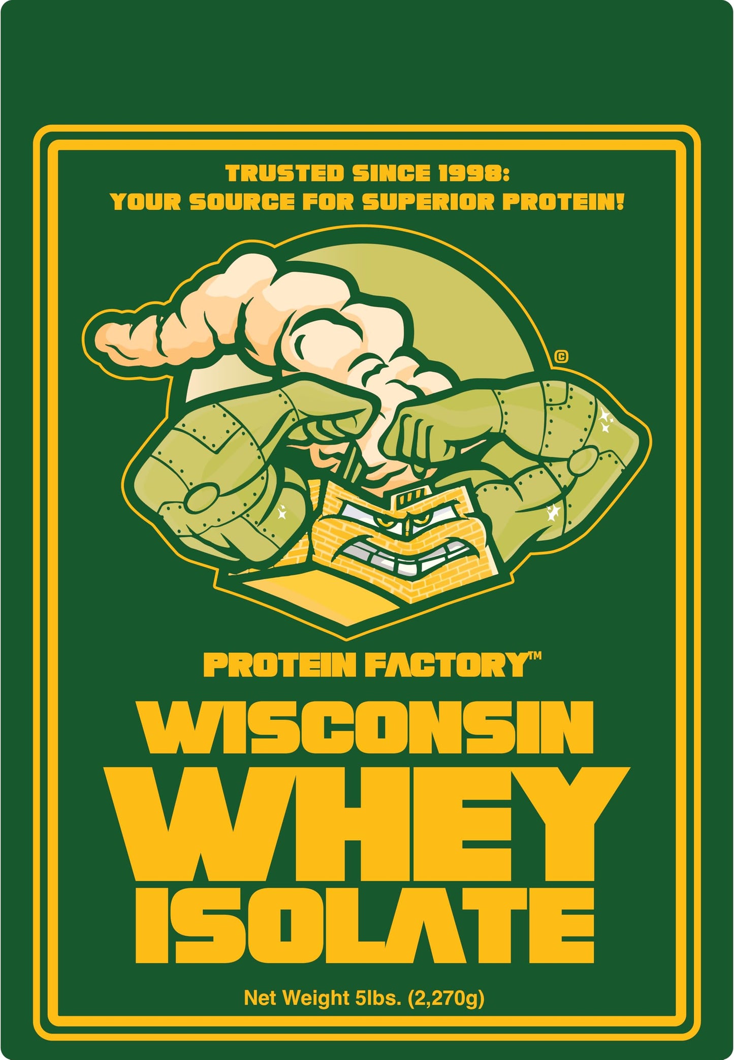 Protein Factory Wisconsin Unflavored Whey Isolate - 5 lbs Wisconsin Whey Isolate for Muscle Growth & Recovery - 90% Protein Lactose & Fat-Free 75 Servings Per Bag