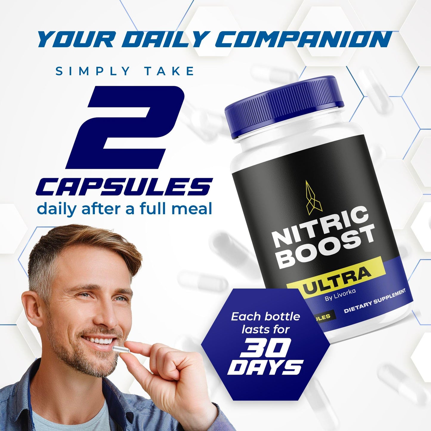 1 Pack - NitricBoost Ultra Capsules, NitricBoost Ultra Advanced Formula, 60 Capsules for 1 Month