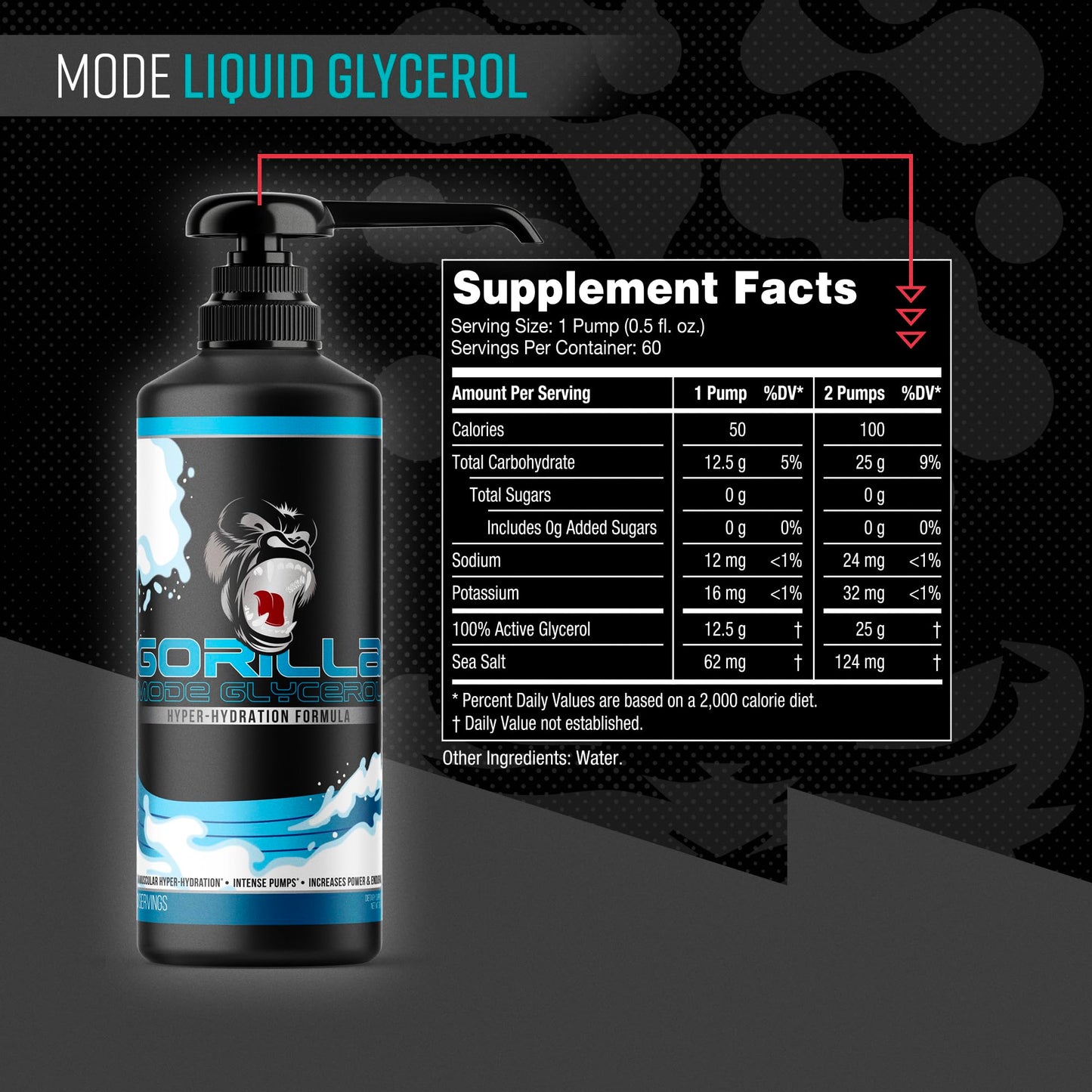 Gorilla Mode Liquid Glycerol Pre-Workout - Hydrating Pre-Workout Formula for Intense Pumps · Intramuscular Hyper-Hydration · Increased Power & Endurance / 33 FL OZ (Unflavored)