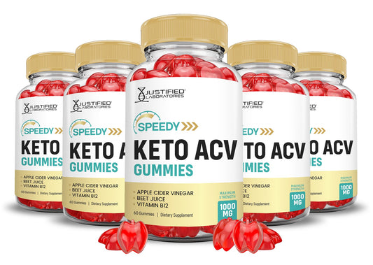 (5 Pack) Speedy Keto ACV Gummies Advanced Formula 1000MG Speedy Keto Gummies Apple Cider Vinegar Formulated with Pomegranate Beet Juice Powder B12 Vegan Non GMO 300 Gummys