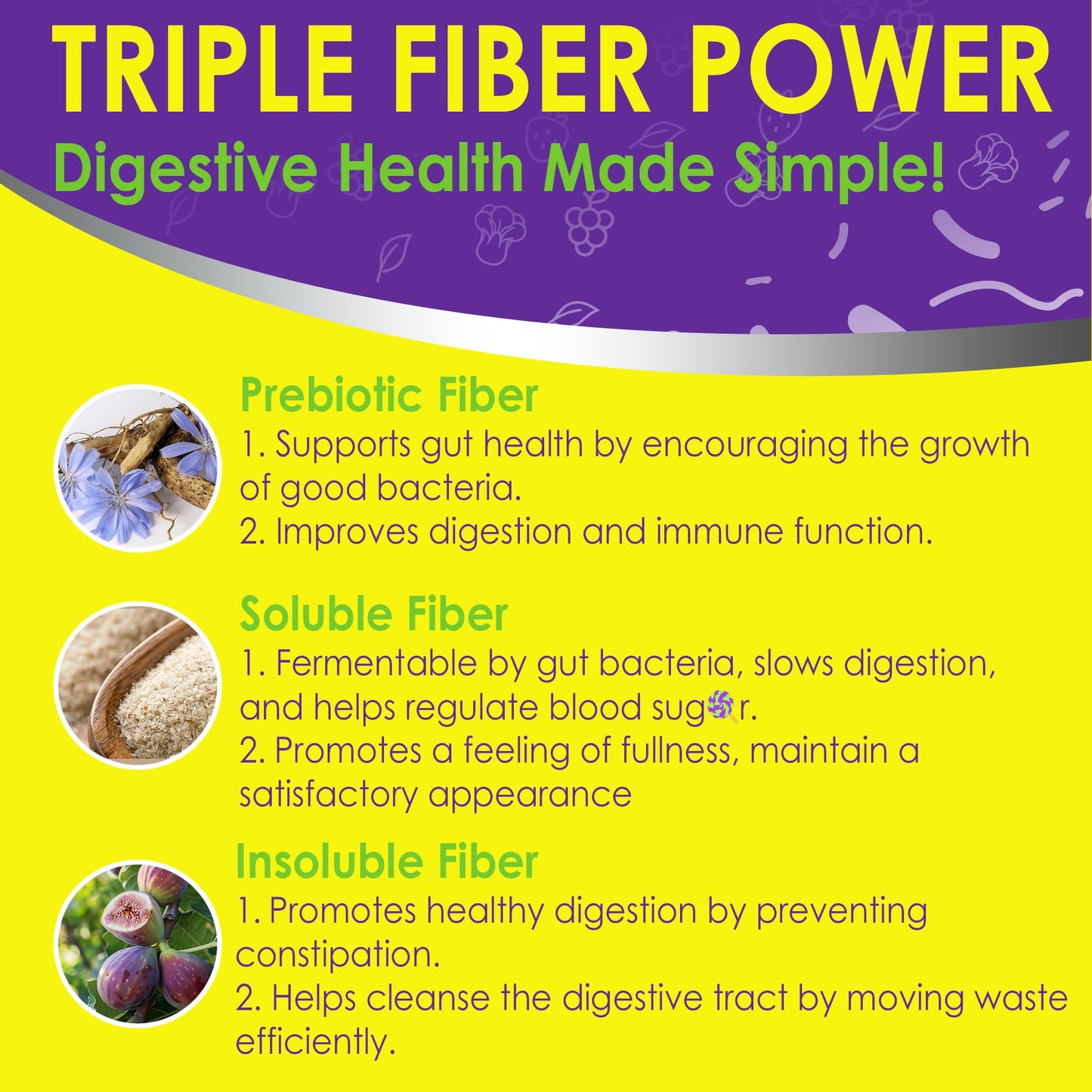 Fiber Gummies for Adults 8g (Inulin, Psyllium Husk, FOS More) with Probiotics, Green Tea Extract, Sugar Free Plant Based Fiber Supplement Blend for Digestive Health, Regularity, Non-GMO, Vegan, 120Cts
