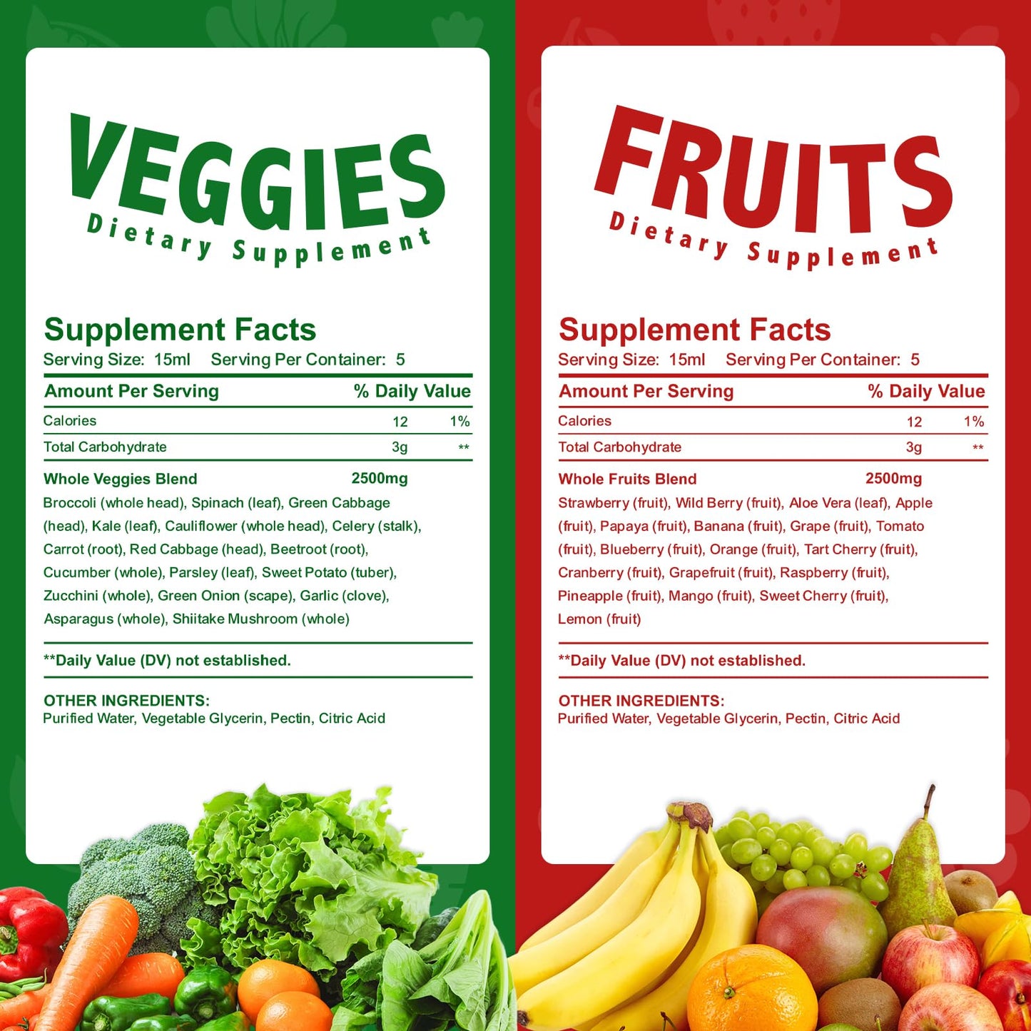 Fruit and Veggies Supplement - 10 Pouches Superfoods & Super Greens for Adults & Kids - Liquid Fruits and Vegetables with Vitamins & Minerals - Support Energy, Detox, Immunity, Digestion & Metabolism