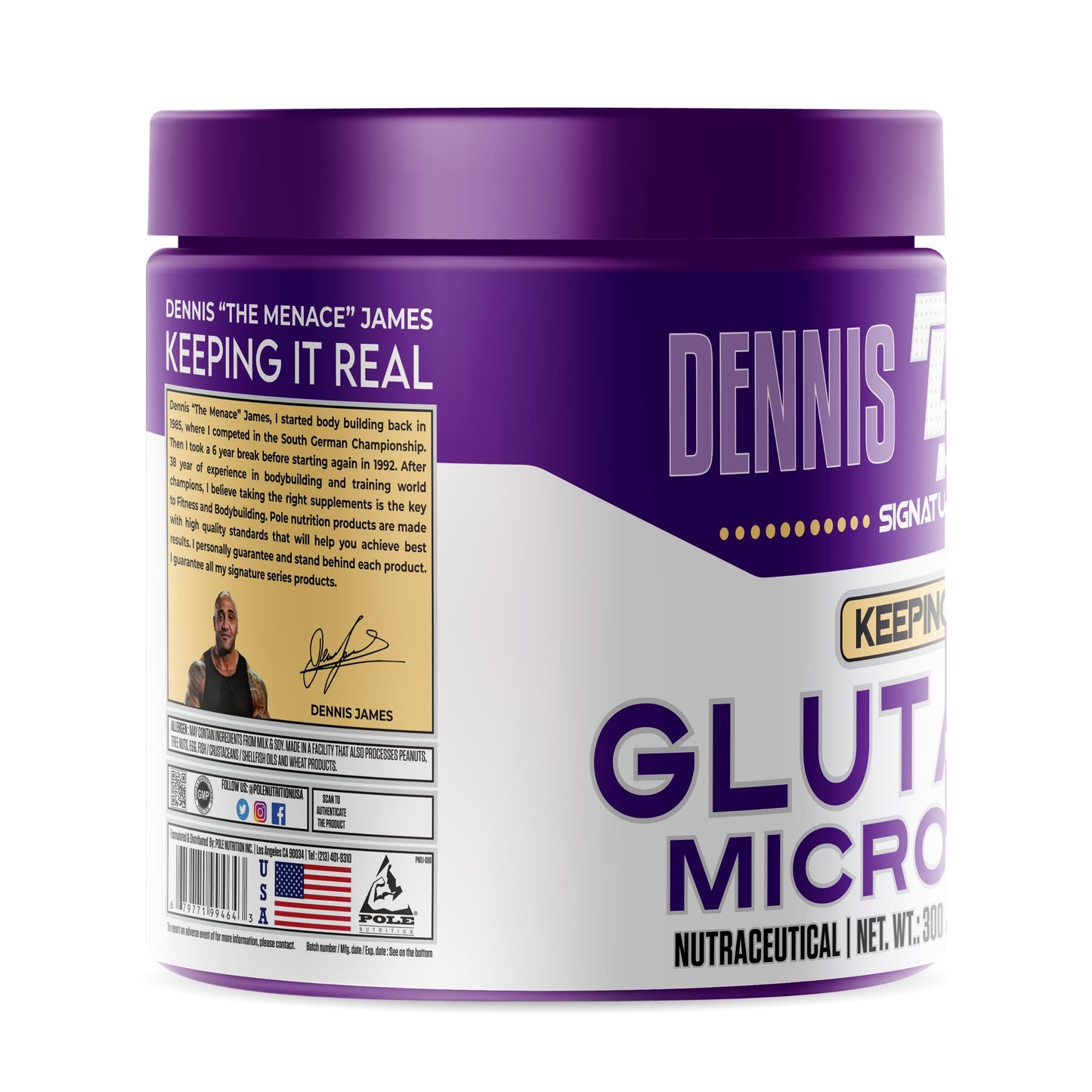 DENNIS JAMES Signature Series Glutamine Micronized | 60 Serving, 300g