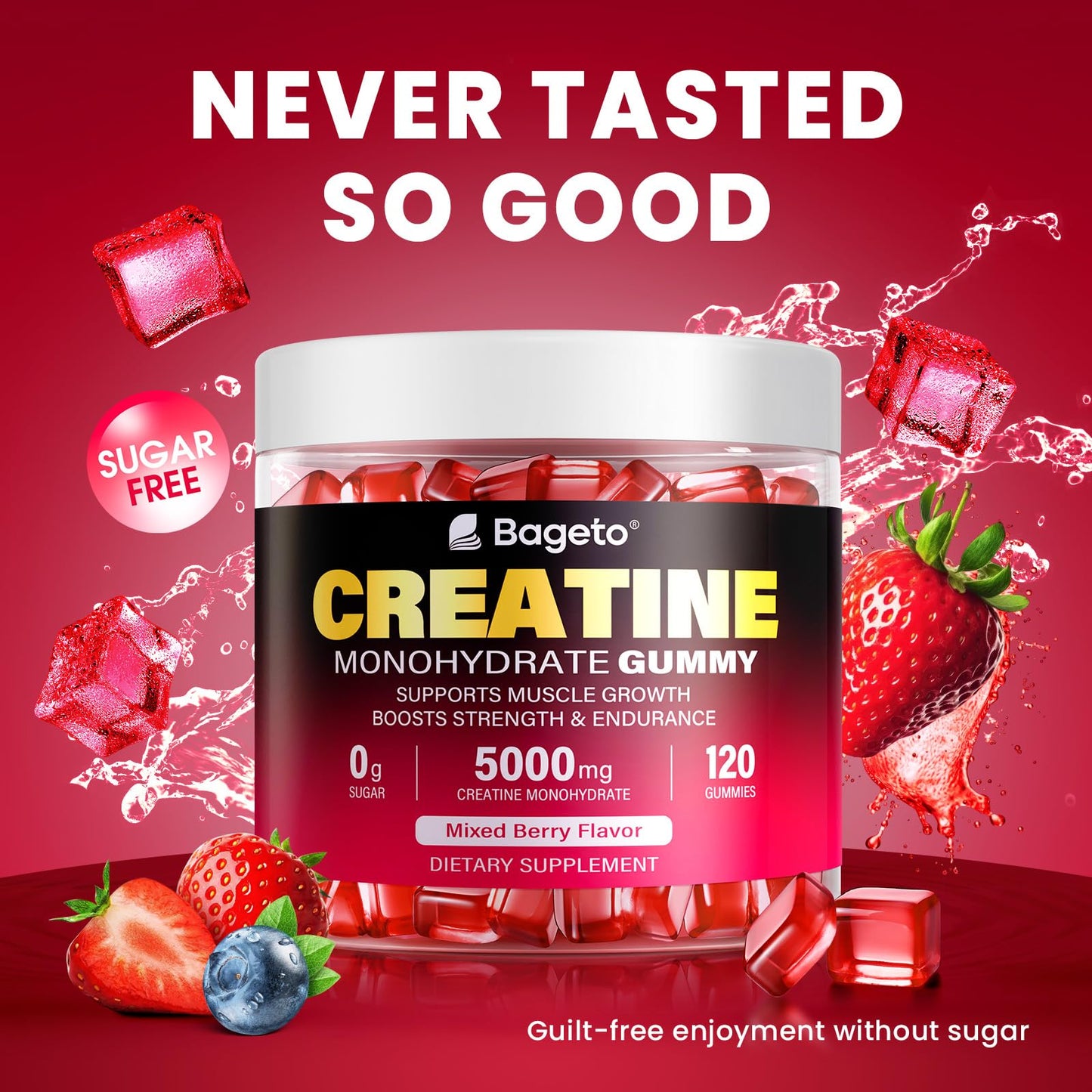 Creatine Monohydrate Gummies 5000mg for Men & Women, 120 Count Creatine for Enhanced Muscle Growth, Strength, and Recovery, Sugar Free Pre-Workout Supplement-Mixedberry Flavor 120 Count (Pack of 1)