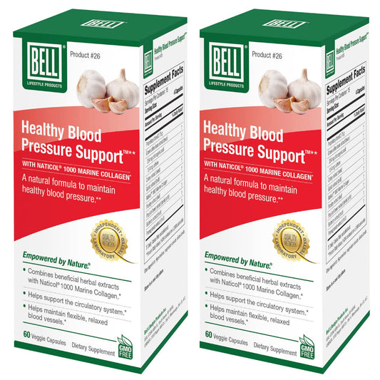 Bell Healthy Blood Pressure Support™ Unique Blend - Natural Blend of Green Coffee Bean Extract, Garlic & Celery Seed Extract Blood Pressure Supplements - 2 Pack of 60 Capsules Each, Vegan, Non-GMO
