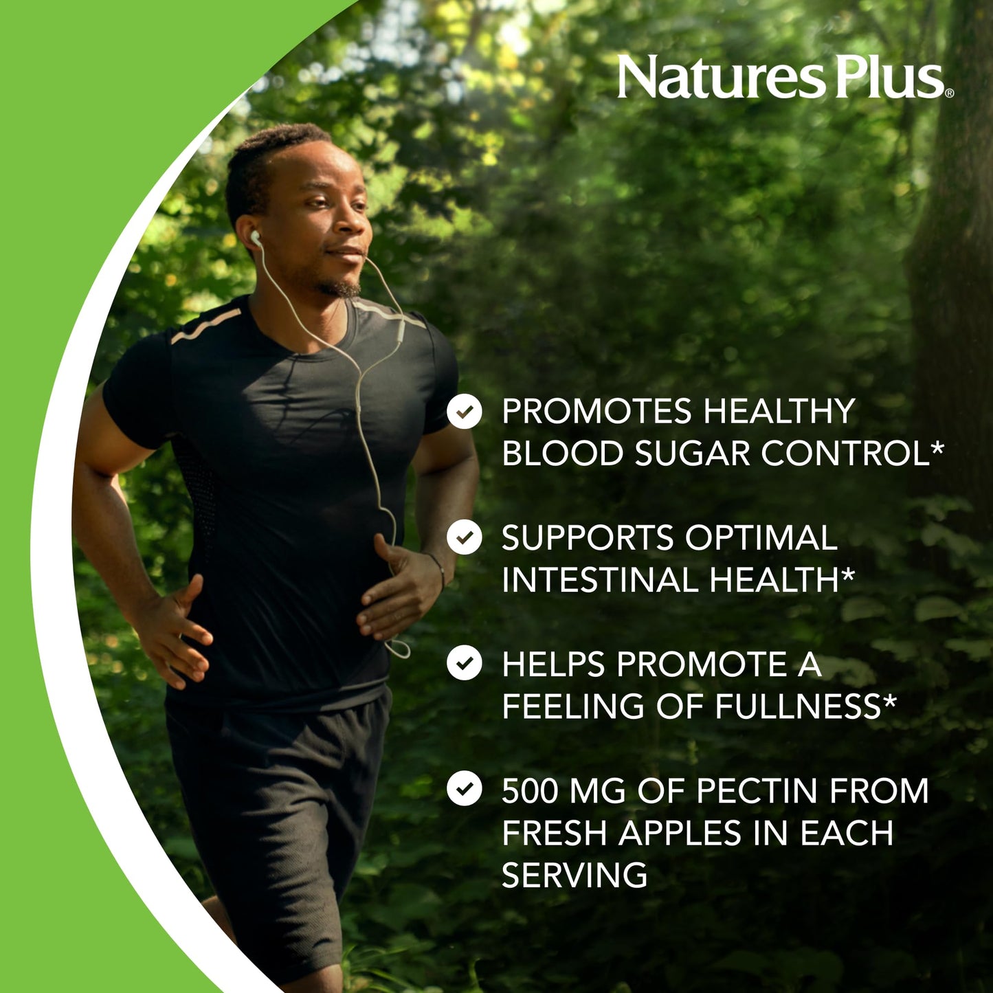 NaturesPlus Apple Pectin - 500 mg, 180 Tablets - Natural Fiber Supplement - Vegetarian, Gluten Free - 180 Servings