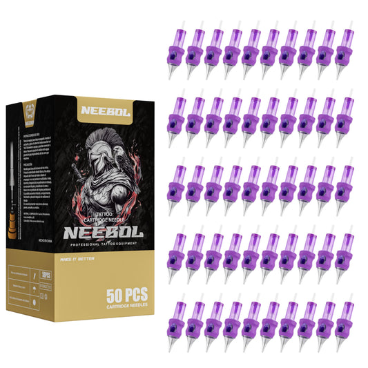 50pcs Neebol Tattoo Cartridge Needles Disposable Assorted Mixed Sizes Tattoo Needles #12 Standard Round Liner 3RL 5RL 7RL 9RL 11RL for Tattoo Pen Machine Permanent Makeup Body Art Tattoo Supplies