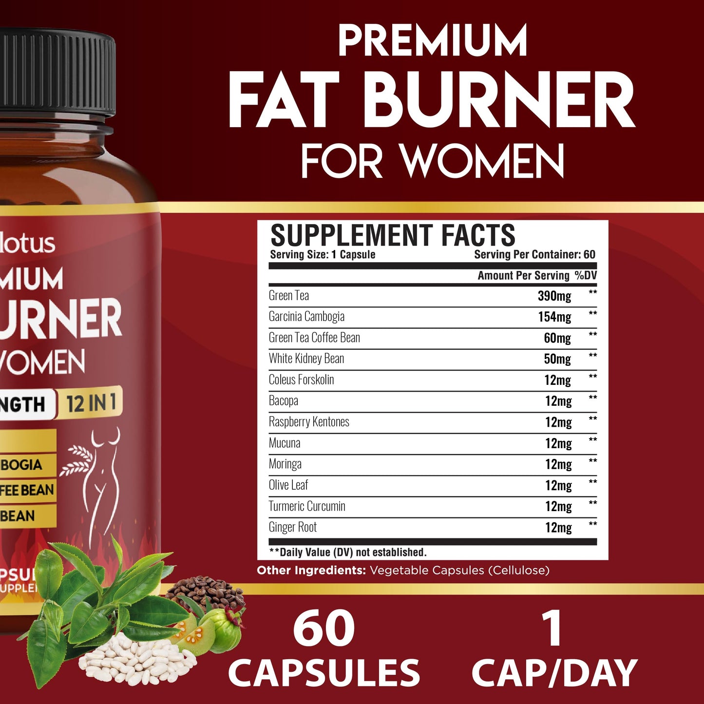 Premium Weight Loss Pills for Women, 2 Months Supply, The Best Belly Fat Burners for Women and Men, Metabolism Booster, Energy Pills, Highest Potency with Green Tea Extract 98%
