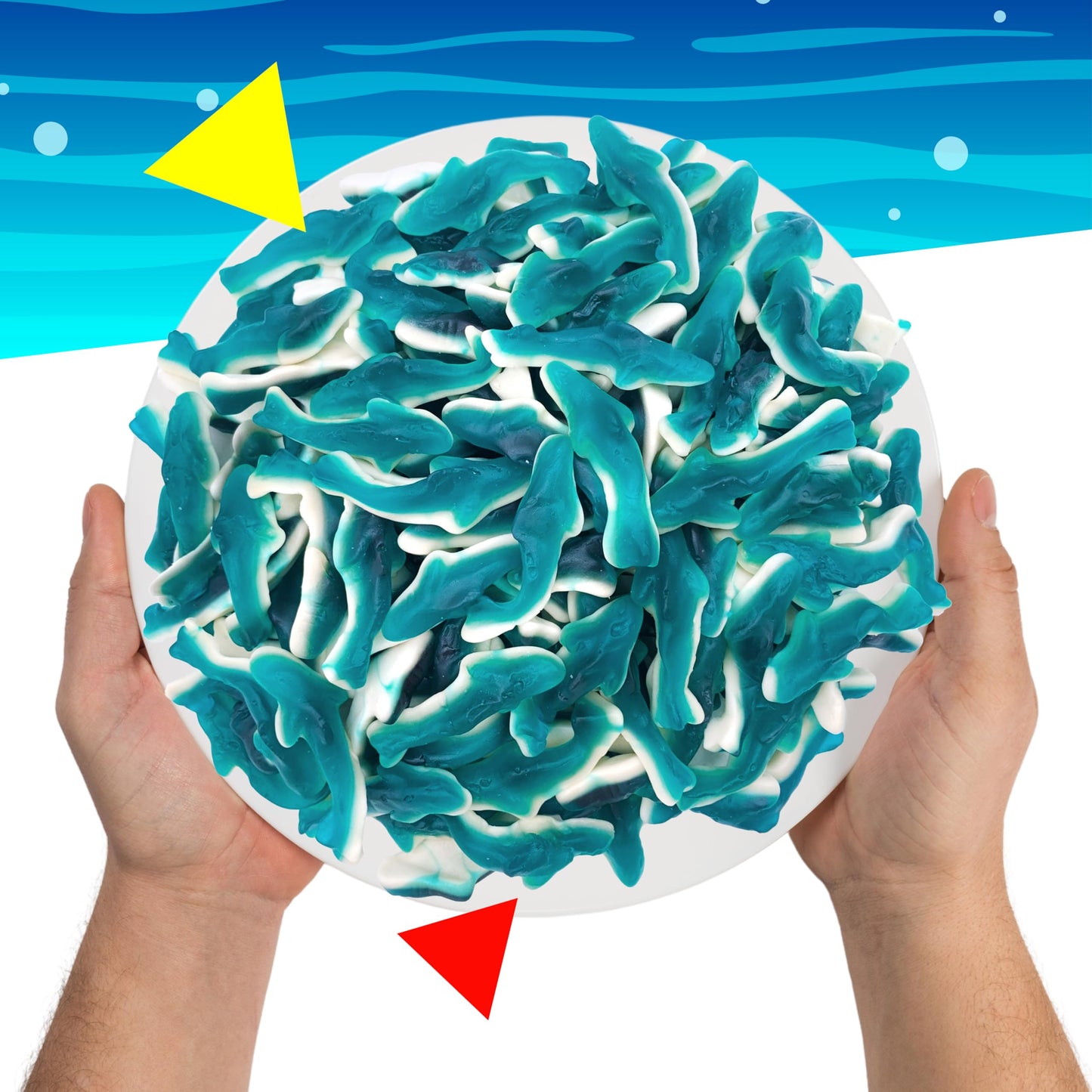 Blue Sharks Raspberry Marshmallow Gummy Candy 1 Pound Bag