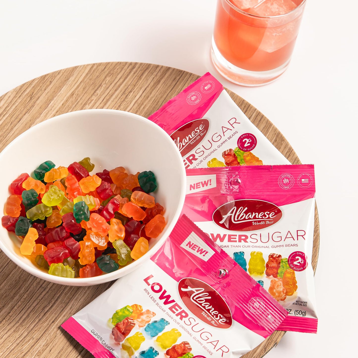 Albanese Worlds Best Lower Sugar Gluten Free Gummi Bears 176oz Bag of Candy Pack of 12