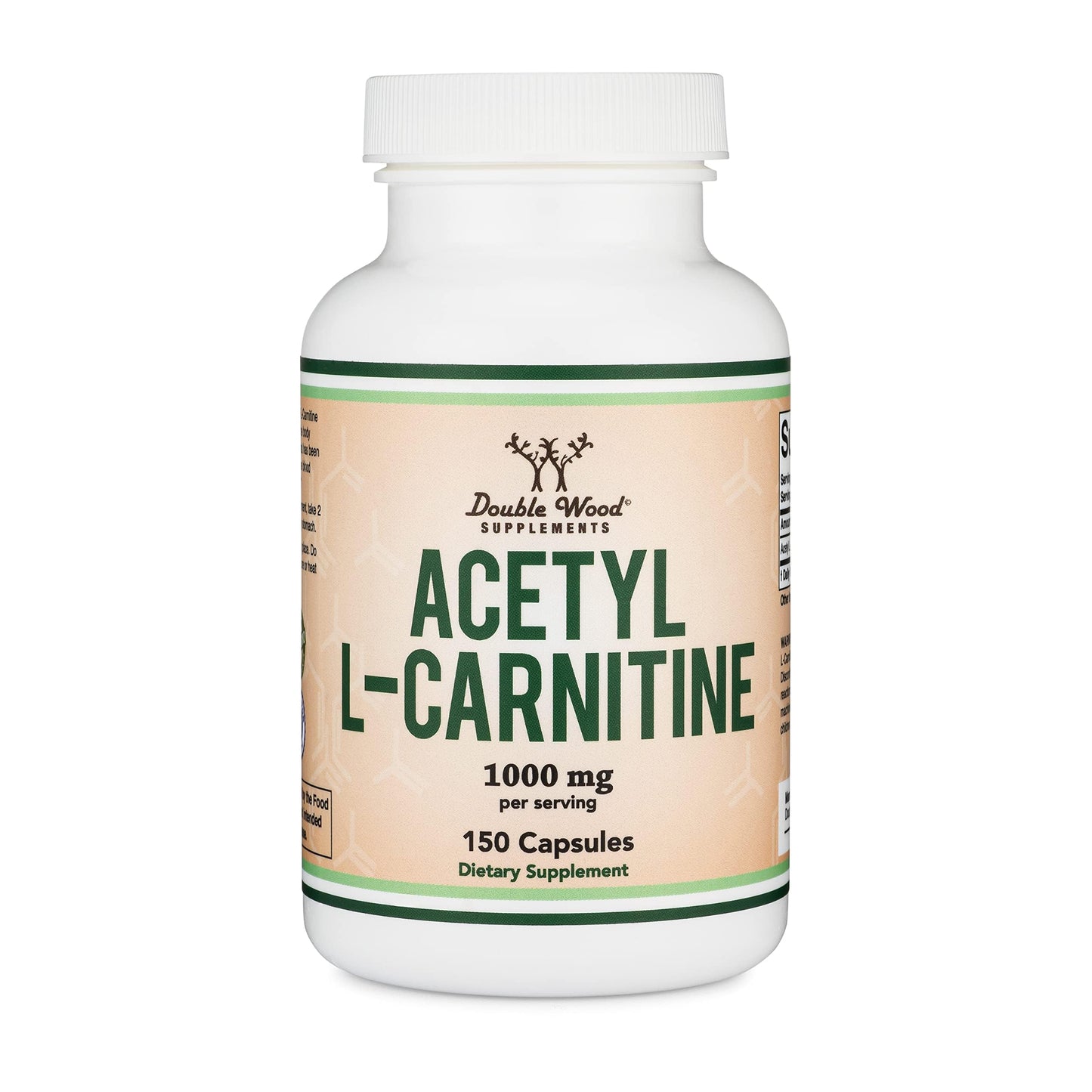 Acetyl L-Carnitine 1,000mg Per Serving, 150 Capsules (ALCAR for Brain Function Support, Memory, Attention, and Stamina) Acetyl L Carnitine That is Third Party Tested by Double Wood