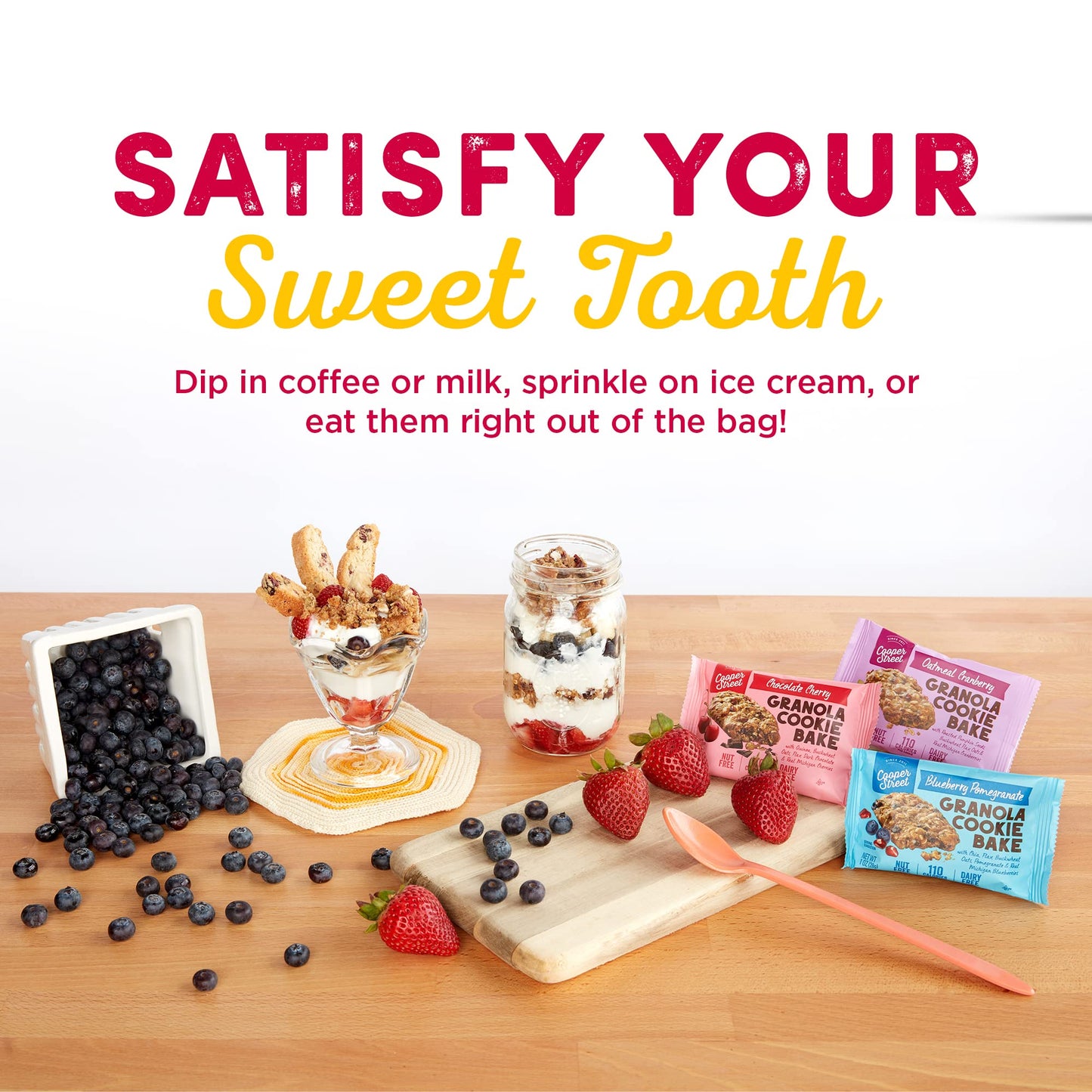 Cooper Street Cookies Healthy Breakfast Bakes Granola Bars W Blueberry Pomegranate White Chocolate Chip Cranberry  Cherries Variety Pack of 3