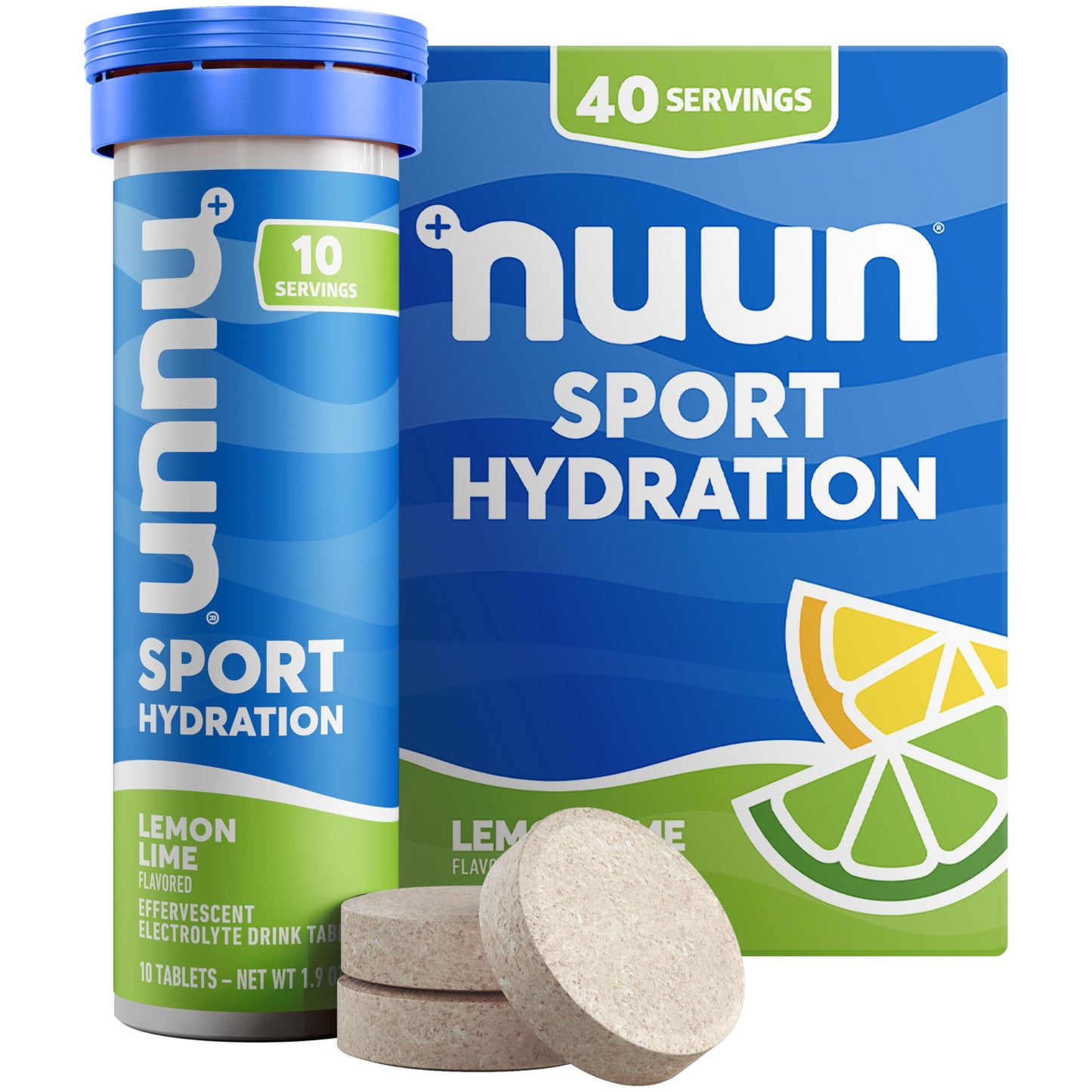 Nuun Sport Electrolyte Tablets with Magnesium, Calcium, Potassium, Chloride & Sodium, Gluten Free & Vegan, Lemon Lime, 4 Pack (40 Servings Total)