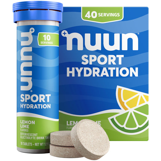 Nuun Sport Electrolyte Tablets with Magnesium, Calcium, Potassium, Chloride & Sodium, Gluten Free & Vegan, Lemon Lime, 4 Pack (40 Servings Total)