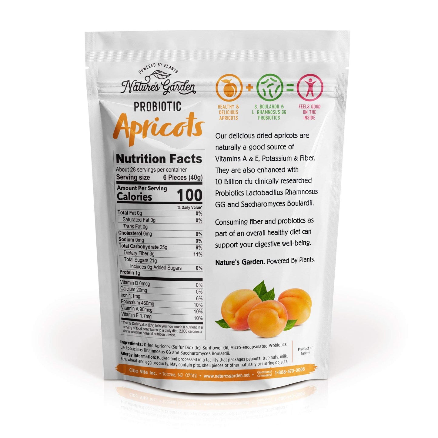 Natures Garden Probiotic Apricots  Probiotic Dried Fruit Plump Dried Apricots No Added Sugar GlutenFree DairyFree Vegan  Bulk 40 Oz Bag Pack of 2