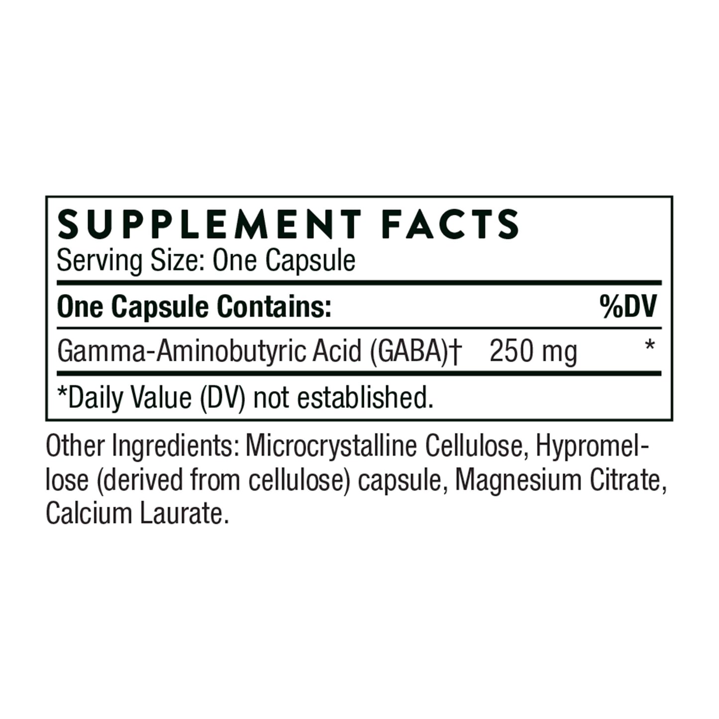 THORNE PharmaGABA-250 - GABA Supplement - 250 mg Natural Source Gamma-Aminobutyric Acid - Promotes a Calm, Relaxed, Focused State of Mind* - 60 Capsules