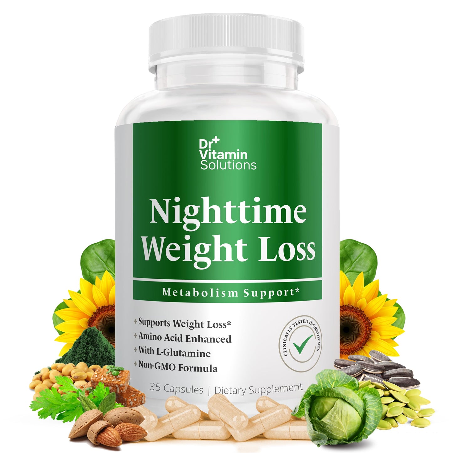 DR Vitamin Nighttime Weightloss, 35 Capsules- Appetite Suppressants for Weight Loss - Night-Time Fat Burner for Women and Men Supporting Sleep & Relaxation - Metabolism Booster Weight Loss Pills