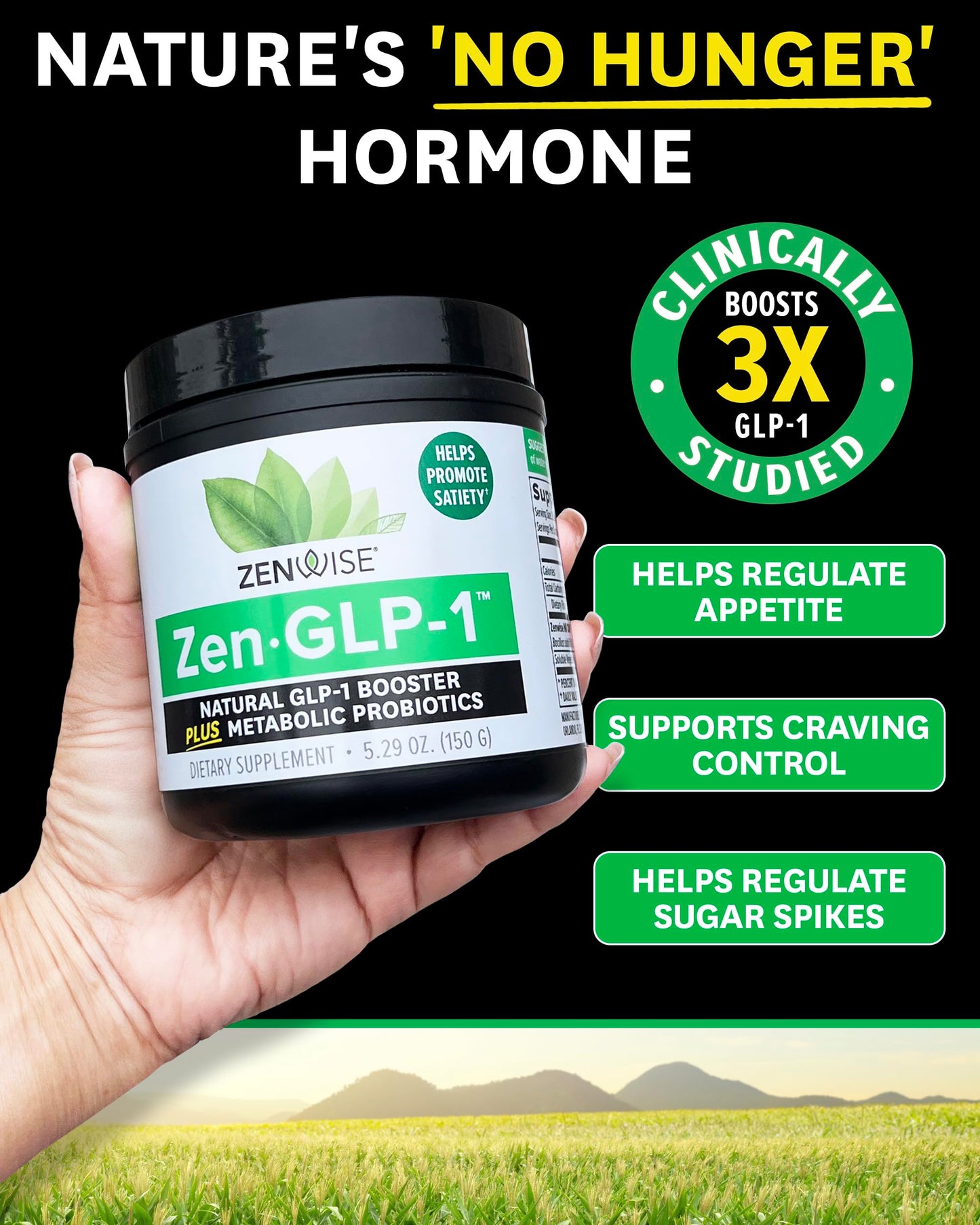 Zenwise Health ZenGLP-1™ - Natural GLP1 with Probiotic for Women & Men + Metabolic Probiotics to Help Control Hunger & Cravings and Support Digestive Health - GLP-1 Supplement Support, 15-Day Serving